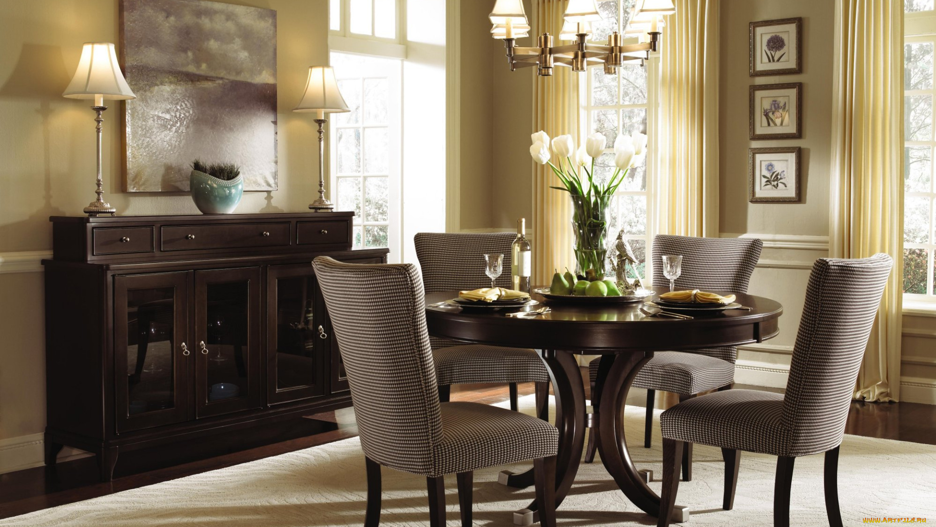 интерьер, столовая, стулья, мебель, стол