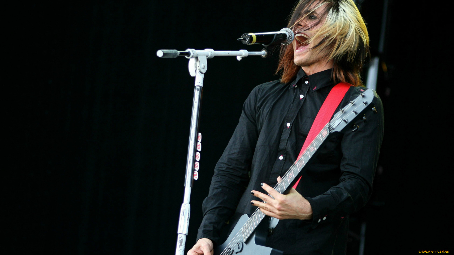 мужчины, jared, leto, гитара, микрофон