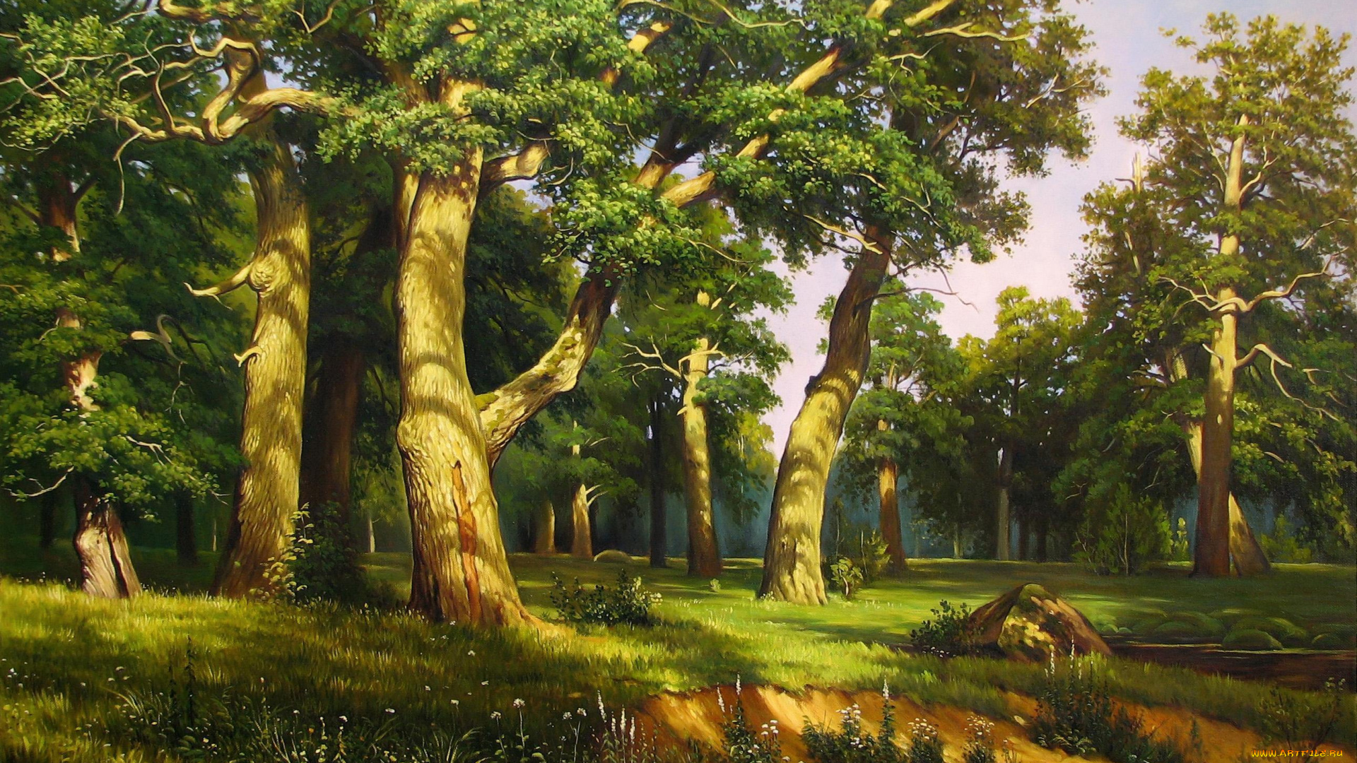 рисованные, живопись, painting, лес, forest, big