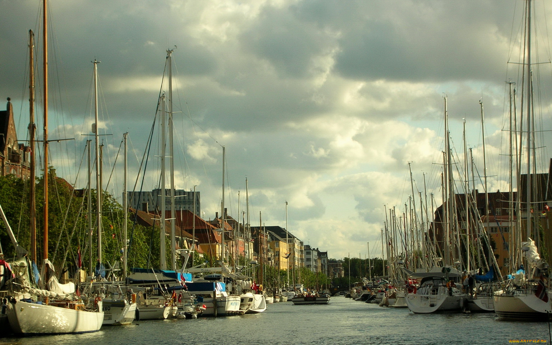 дания, копенгаген, корабли, порты, причалы, парусники, река