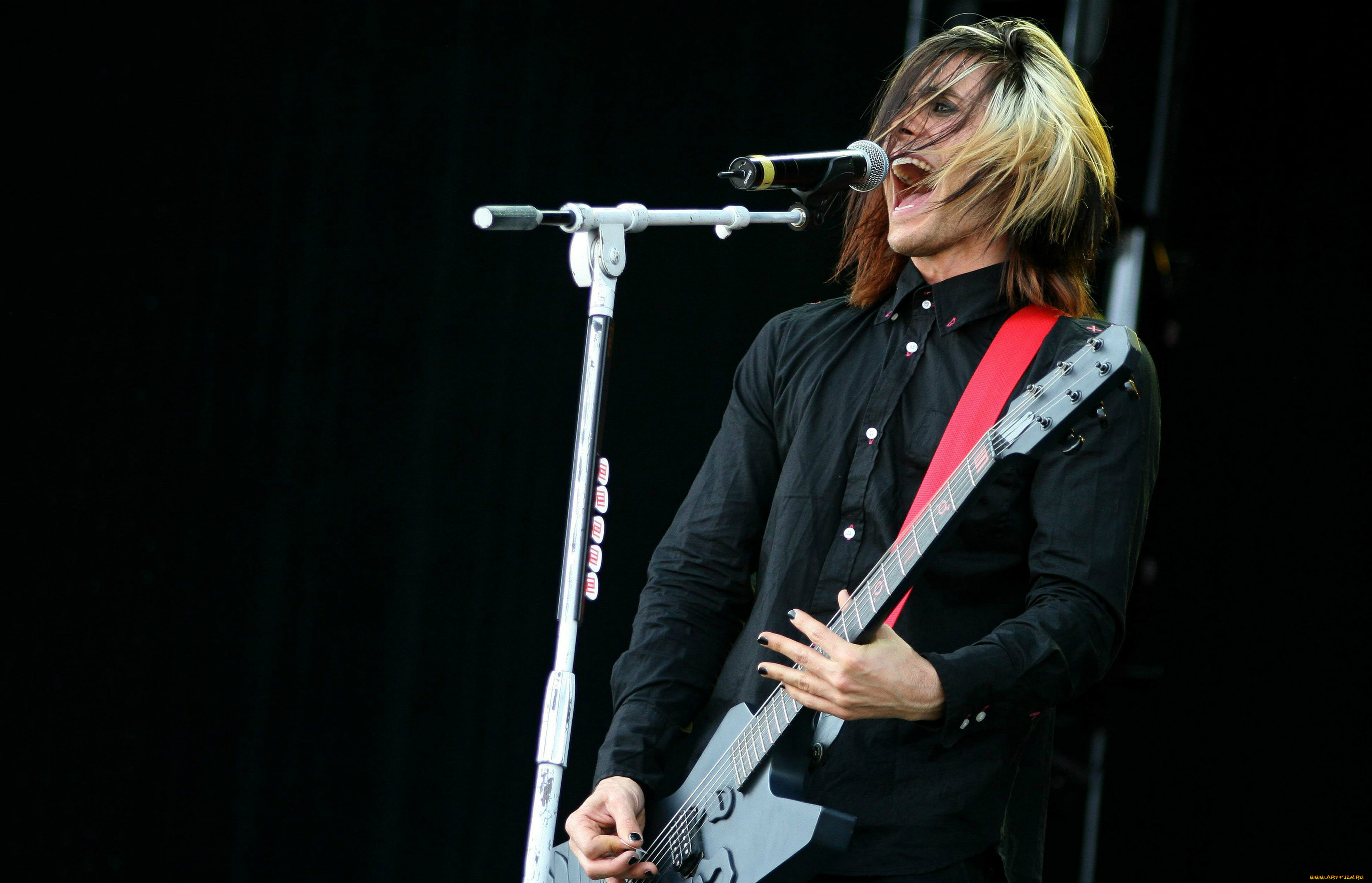 мужчины, jared, leto, гитара, микрофон