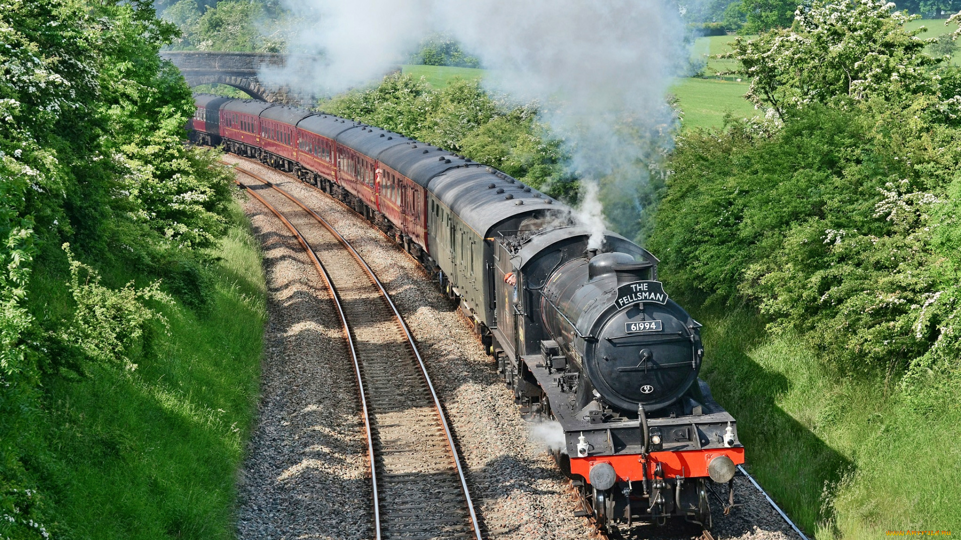 техника, паровозы, дорога, рельсы, вагоны, паровоз, железная