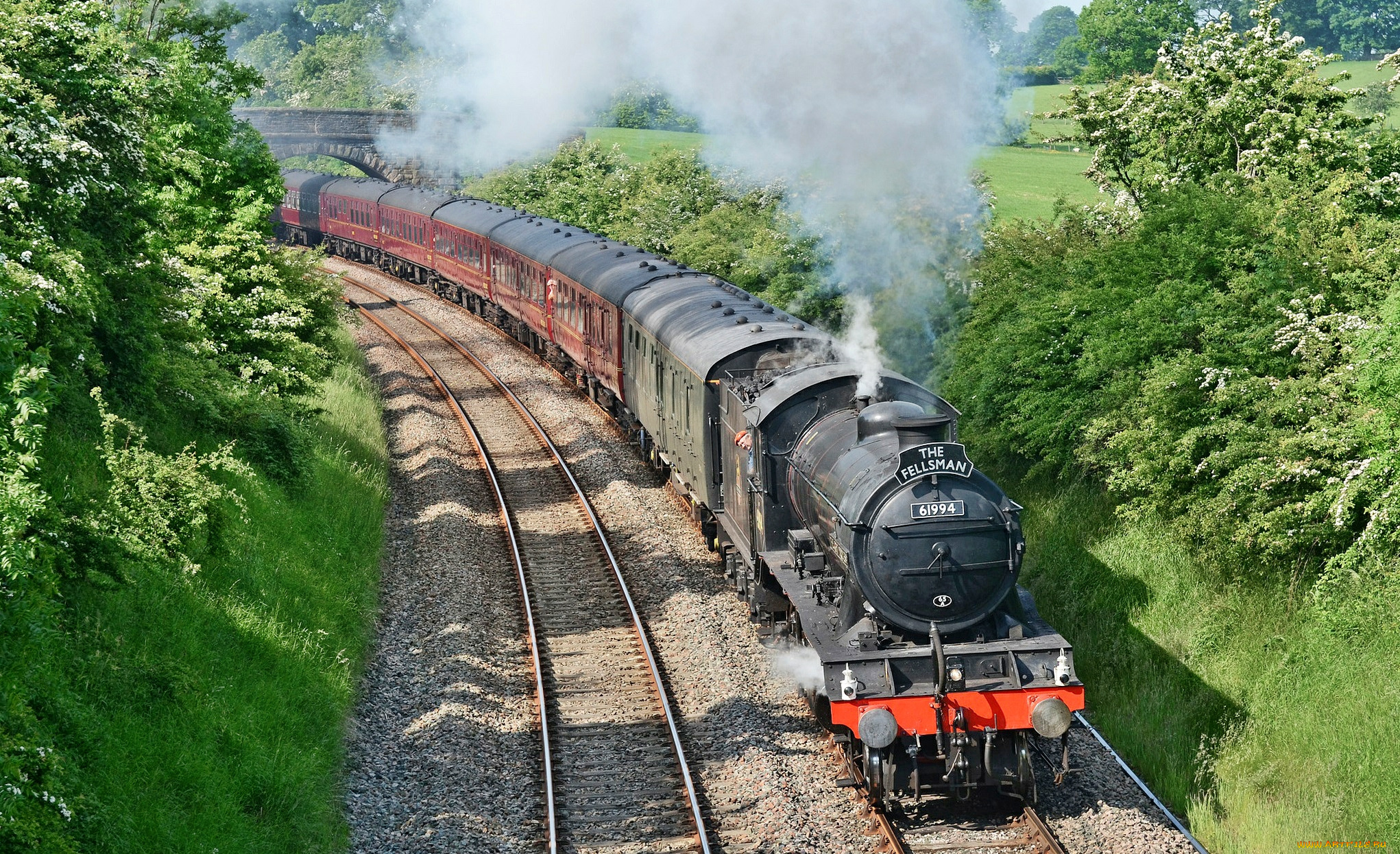 техника, паровозы, дорога, рельсы, вагоны, паровоз, железная