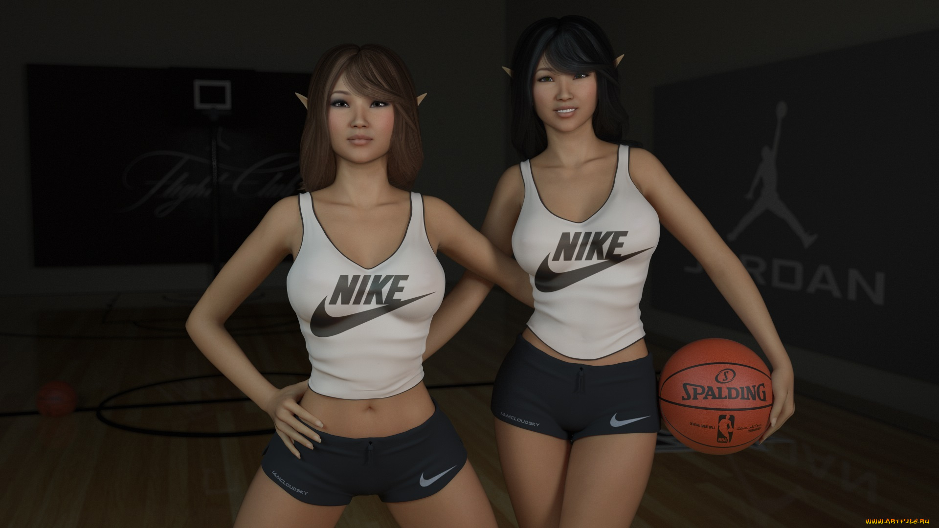 3д, графика, эльфы, , elves, взгляд, эльфийки, майки, мяч