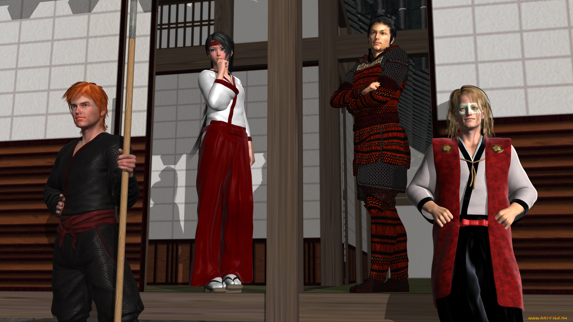 3д, графика, люди, , people, взгляд, девушка, мужчины, шест