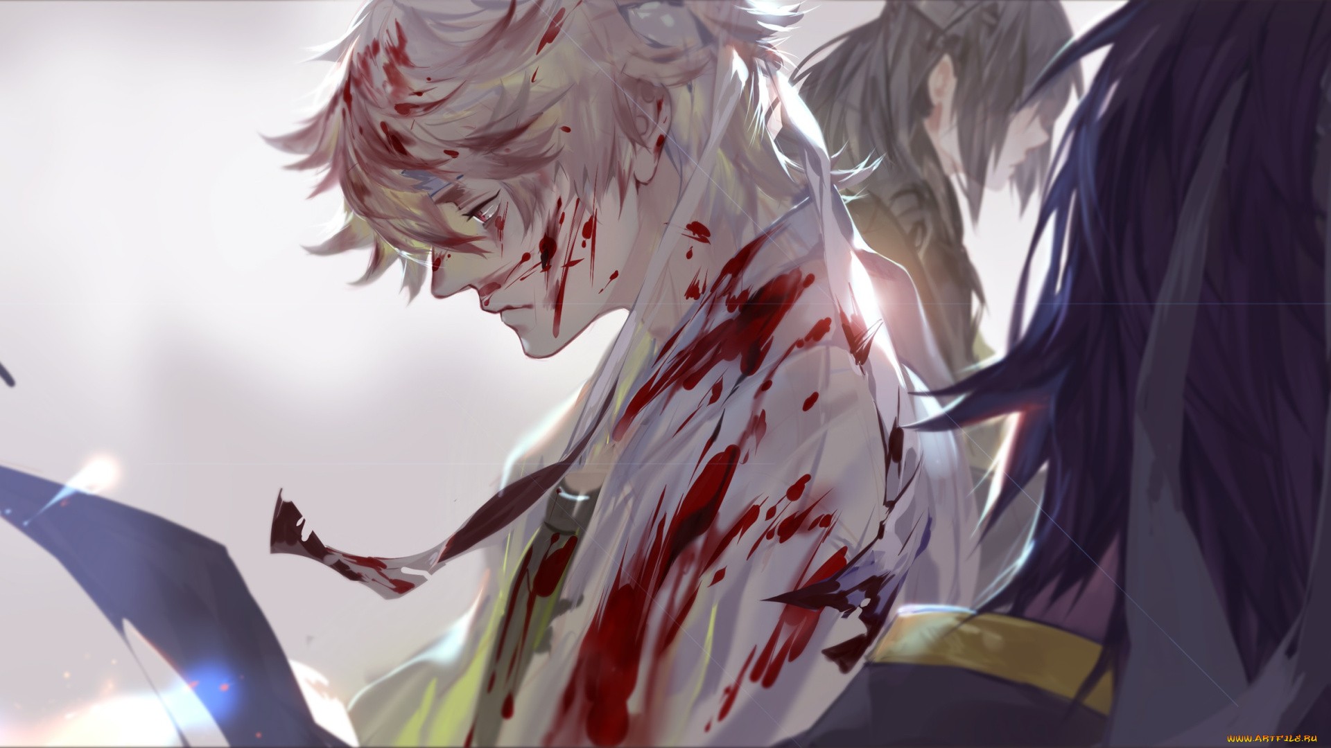 аниме, gintama, sakata, gintoki, luman, арт, люди, кровь, парень