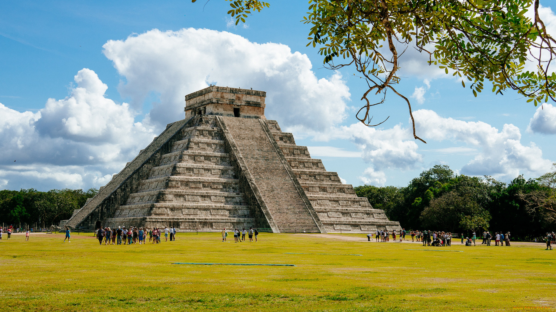 chichen, itza, города, -, исторические, , архитектурные, памятники, ступенчатая, пирамида