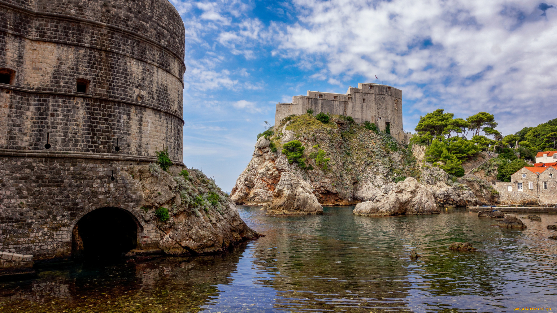 dubrovnik, , croatia, города, дубровник, , хорватия, море, бухта, замок