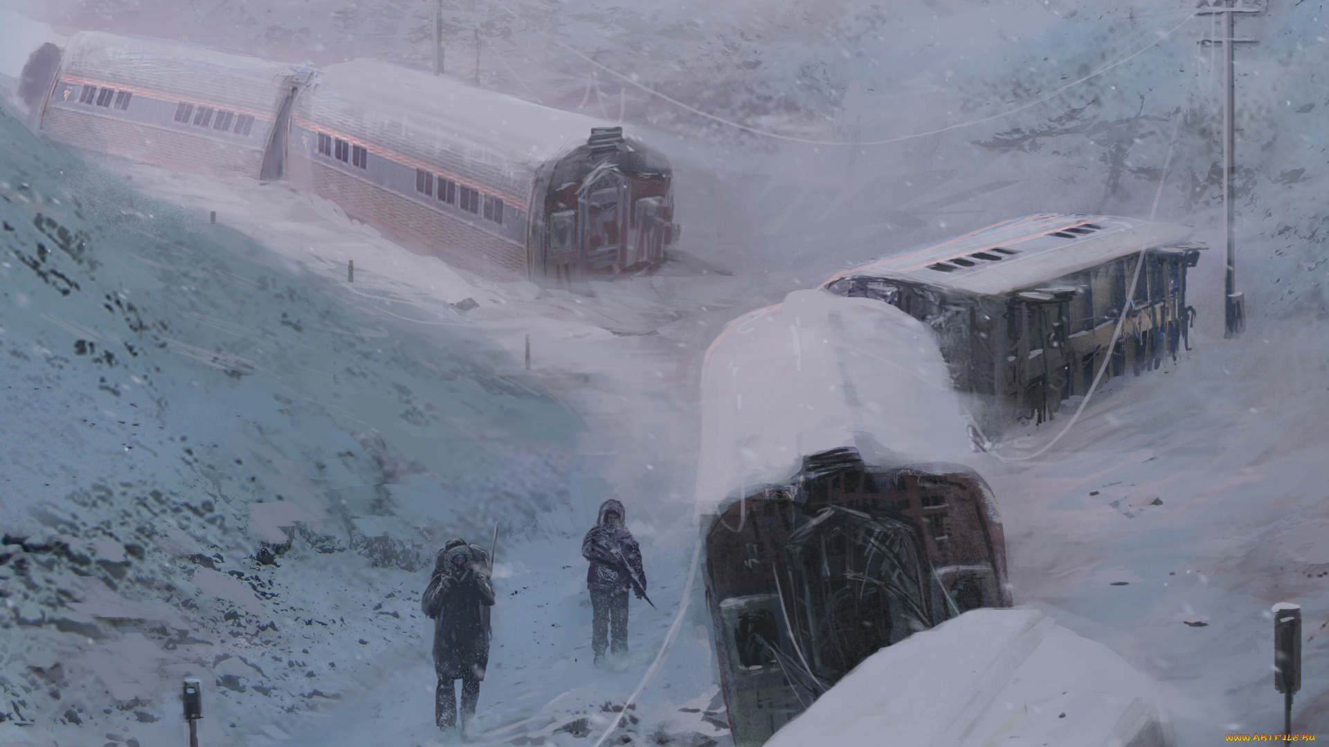 filip, dudek, фэнтези, иные, миры, , иные, времена, зима, люди, мир, иной, разрушения, вагоны, постапокалипсис