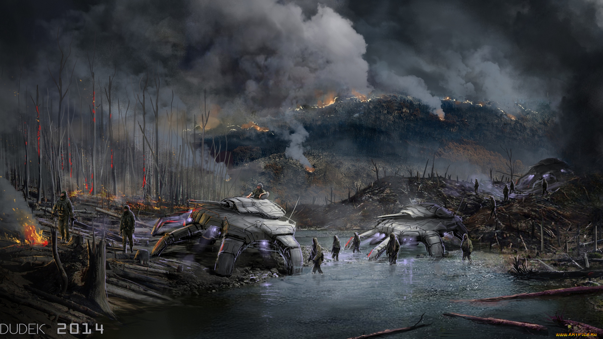 filip, dudek, фэнтези, люди, будущее, зона, мир, сгоревший, лес, поражения, патрулирование, солдаты, иной