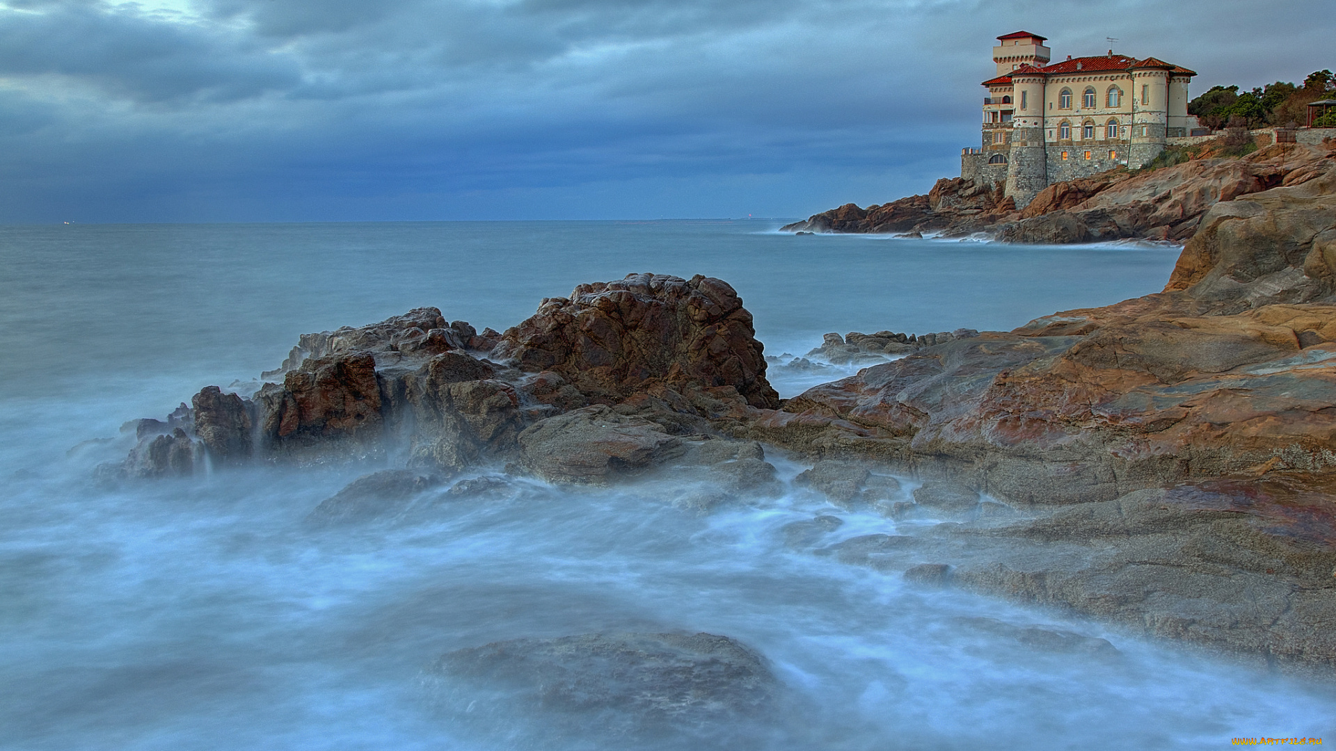 italia, , toscana, , livorno, города, -, пейзажи, замок, скалы, побережье, море