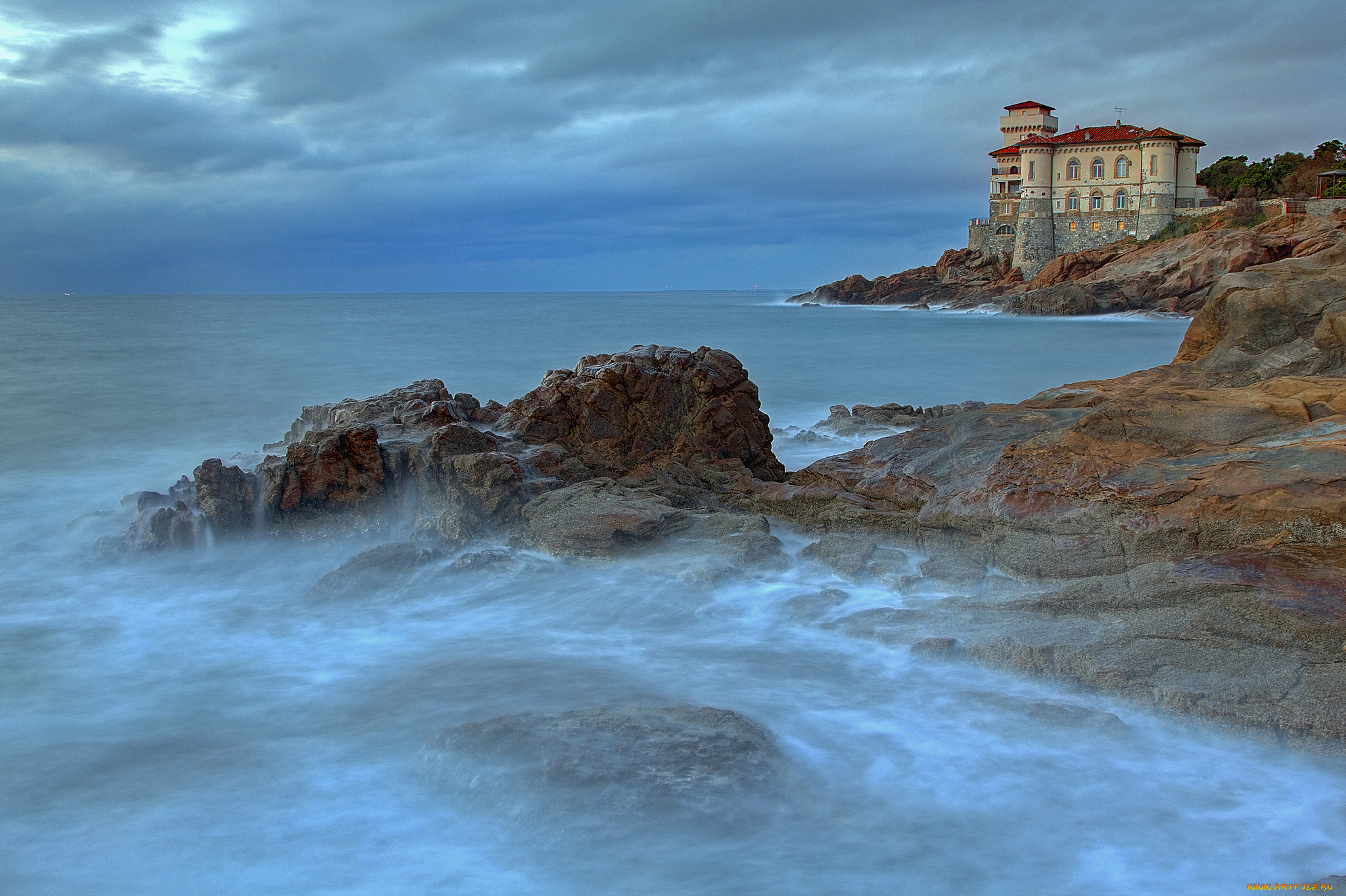 italia, , toscana, , livorno, города, -, пейзажи, замок, скалы, побережье, море