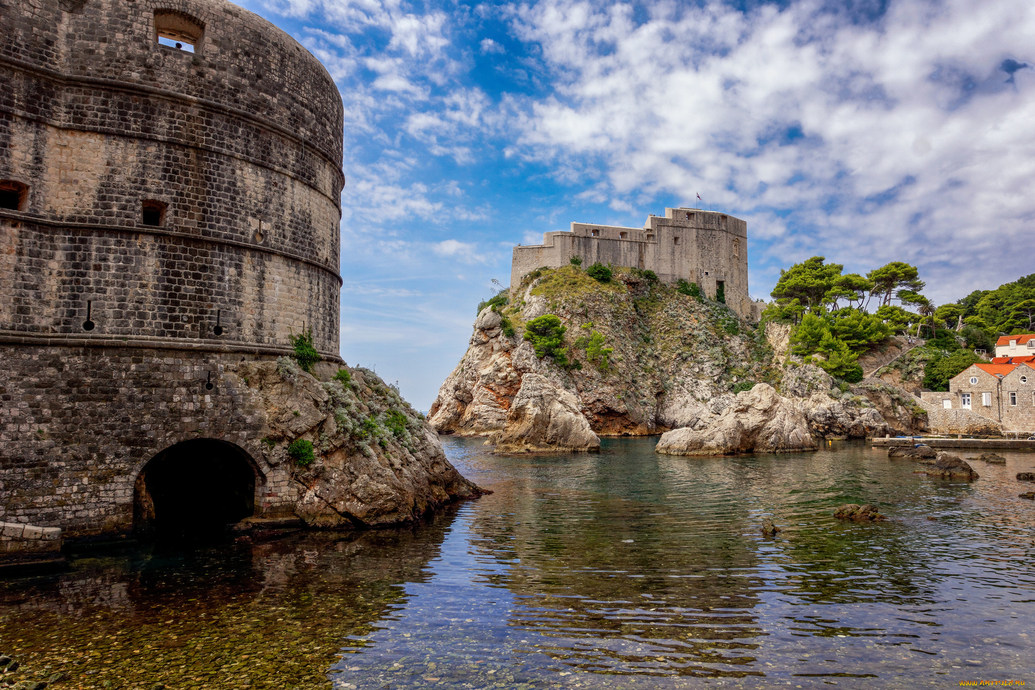 dubrovnik, , croatia, города, дубровник, , хорватия, море, бухта, замок