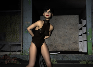 Картинка 3д+графика люди+ people платье фон взгляд девушка