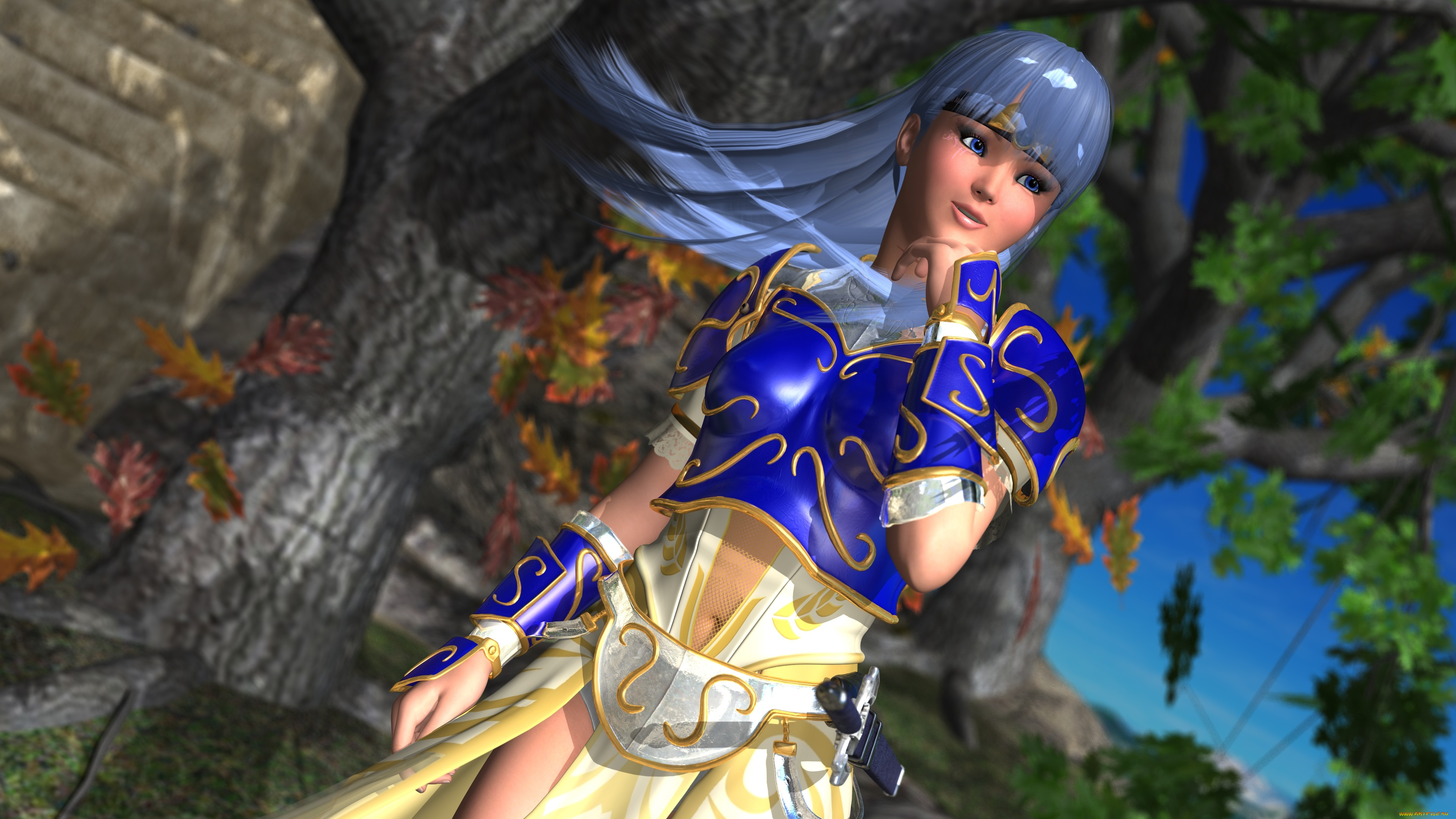 3д, графика, аниме, , anime, девушка, взгляд, фон