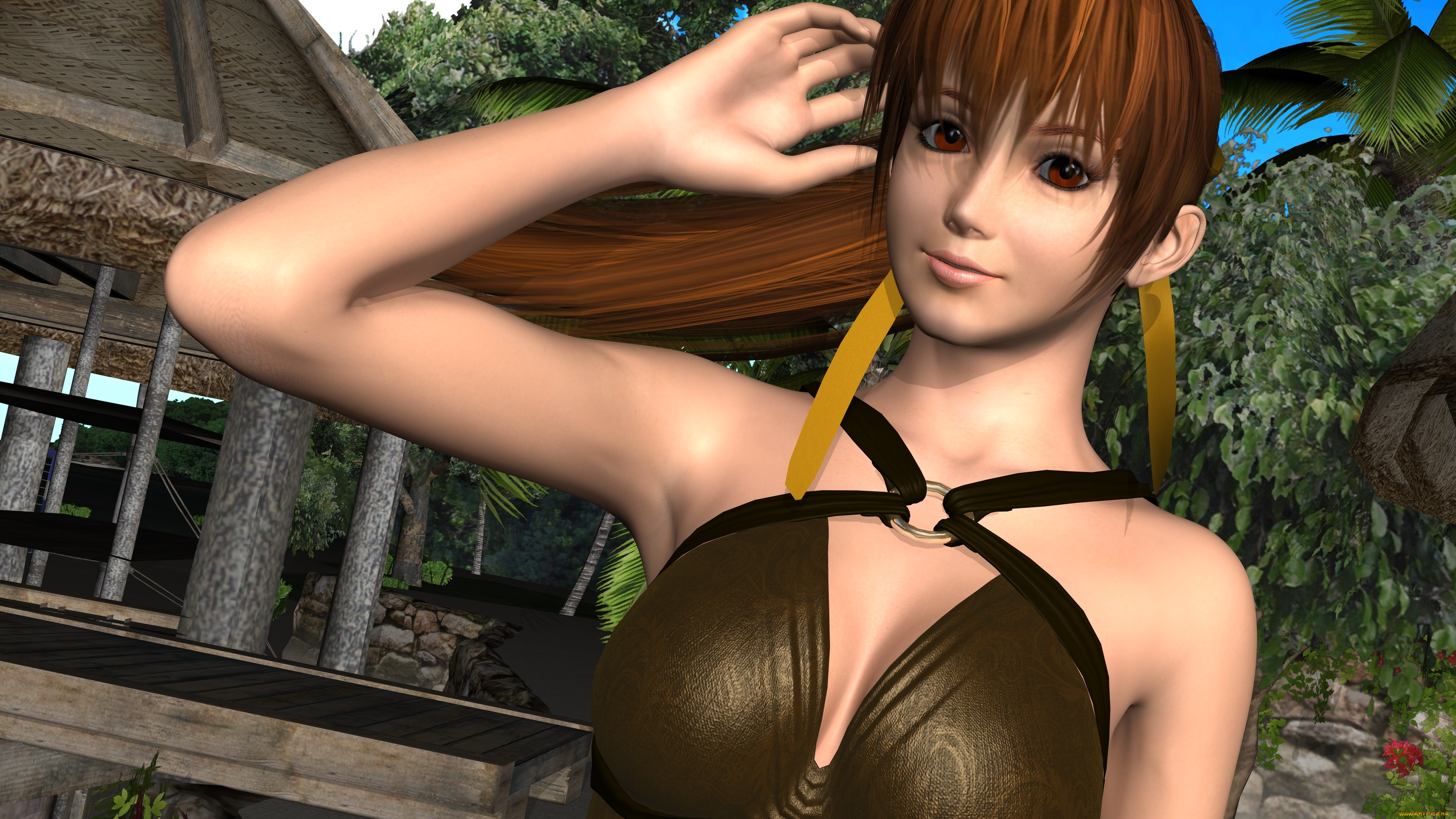 3д, графика, аниме, , anime, фон, взгляд, девушка