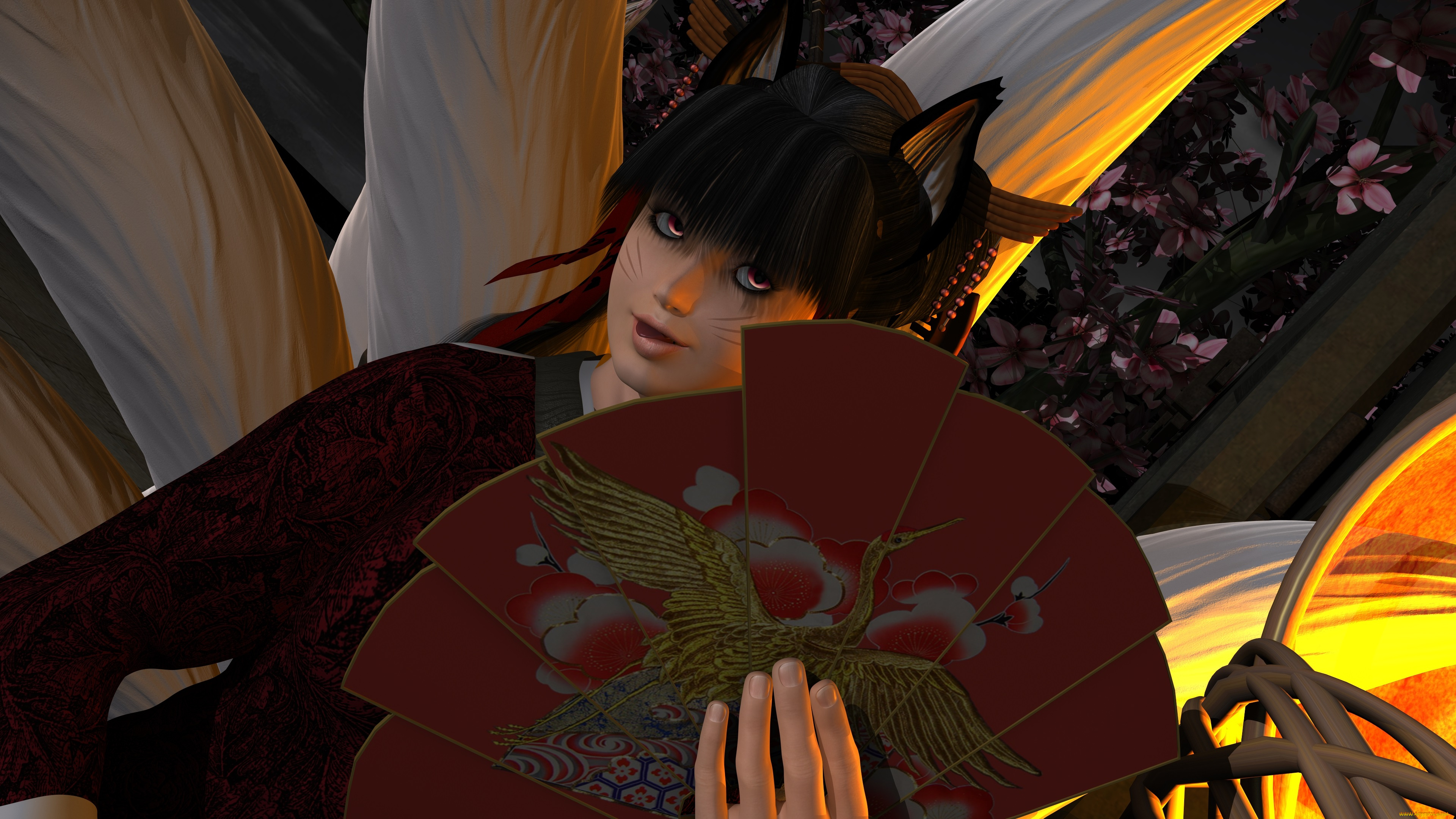 3д, графика, фантазия, , fantasy, кошка, карты, девушка, фон, взгляд