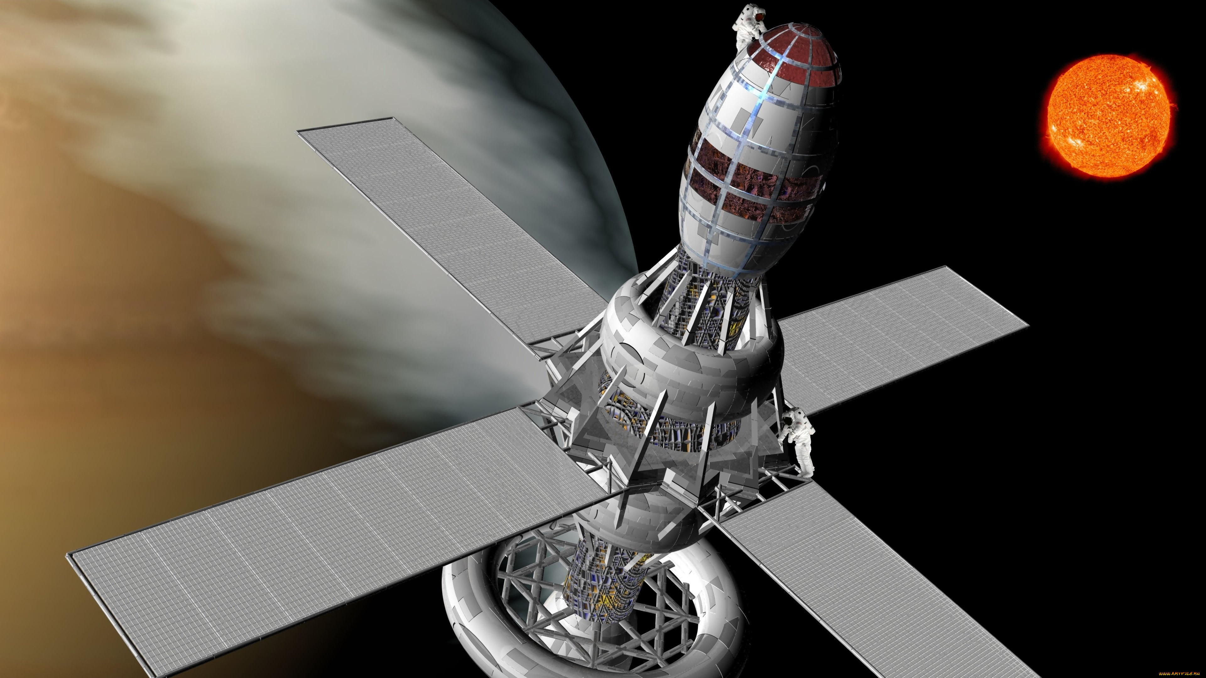 космос, арт, планета, вселенная, звезды, космический, корабль, космонавты