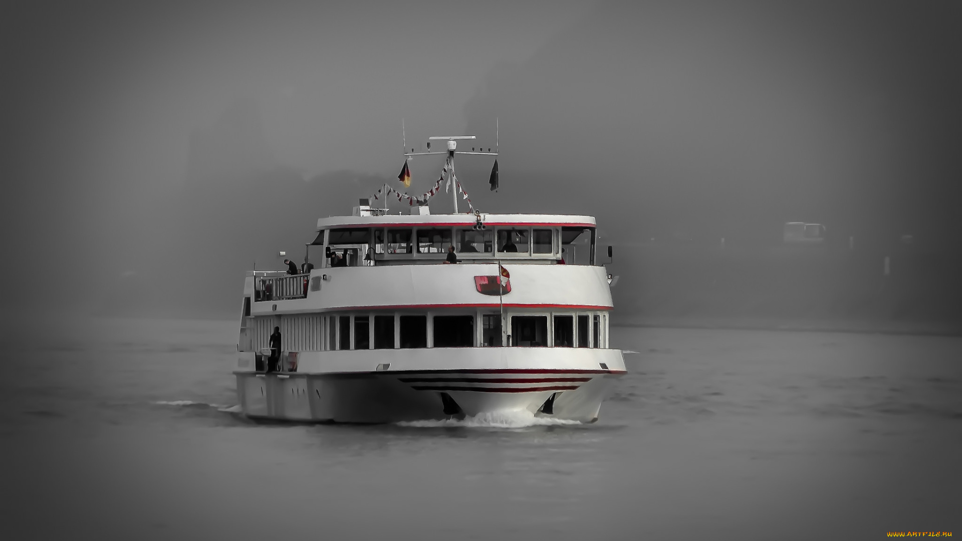 корабли, теплоходы, судно, туман