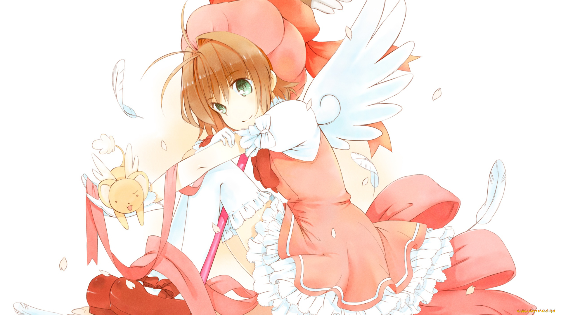 аниме, card, captor, sakura, девушка, фон, взгляд