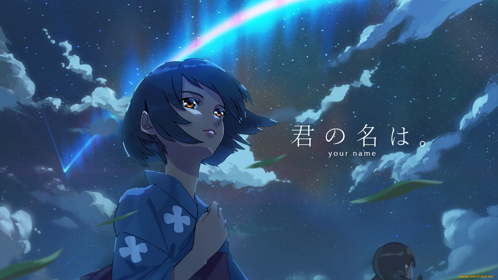 аниме, kimi, no, na, wa, фон, девушка, взгляд, парень