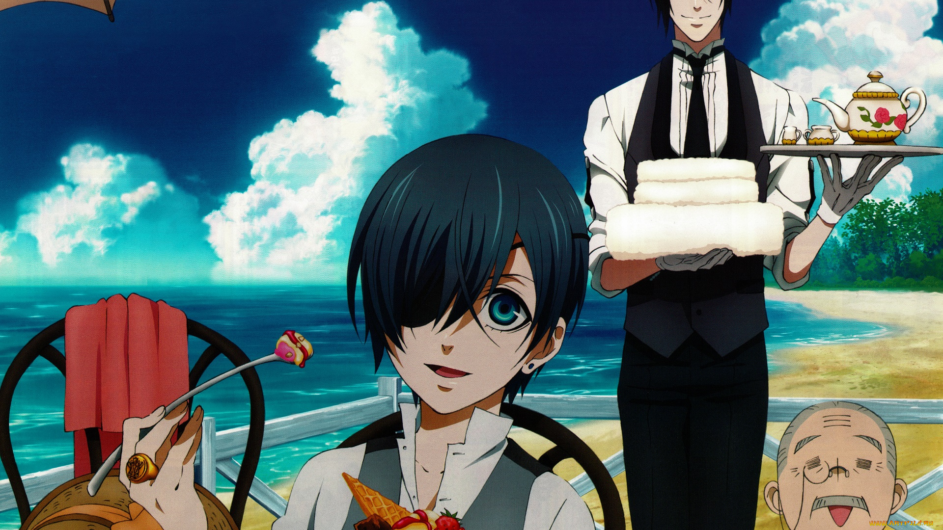 аниме, kuroshitsuji, себастьян, сиэль