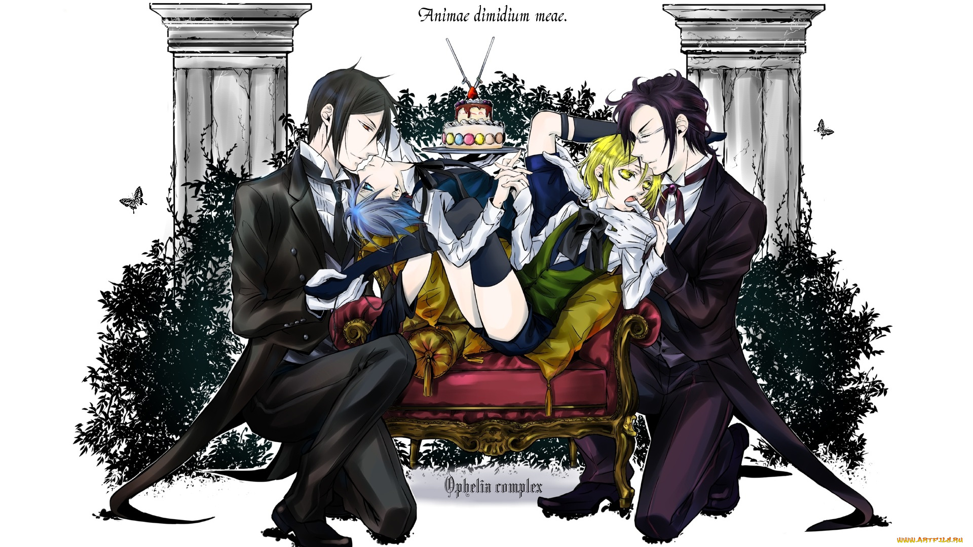 аниме, kuroshitsuji, себастьян, сиэль, алоис, клод