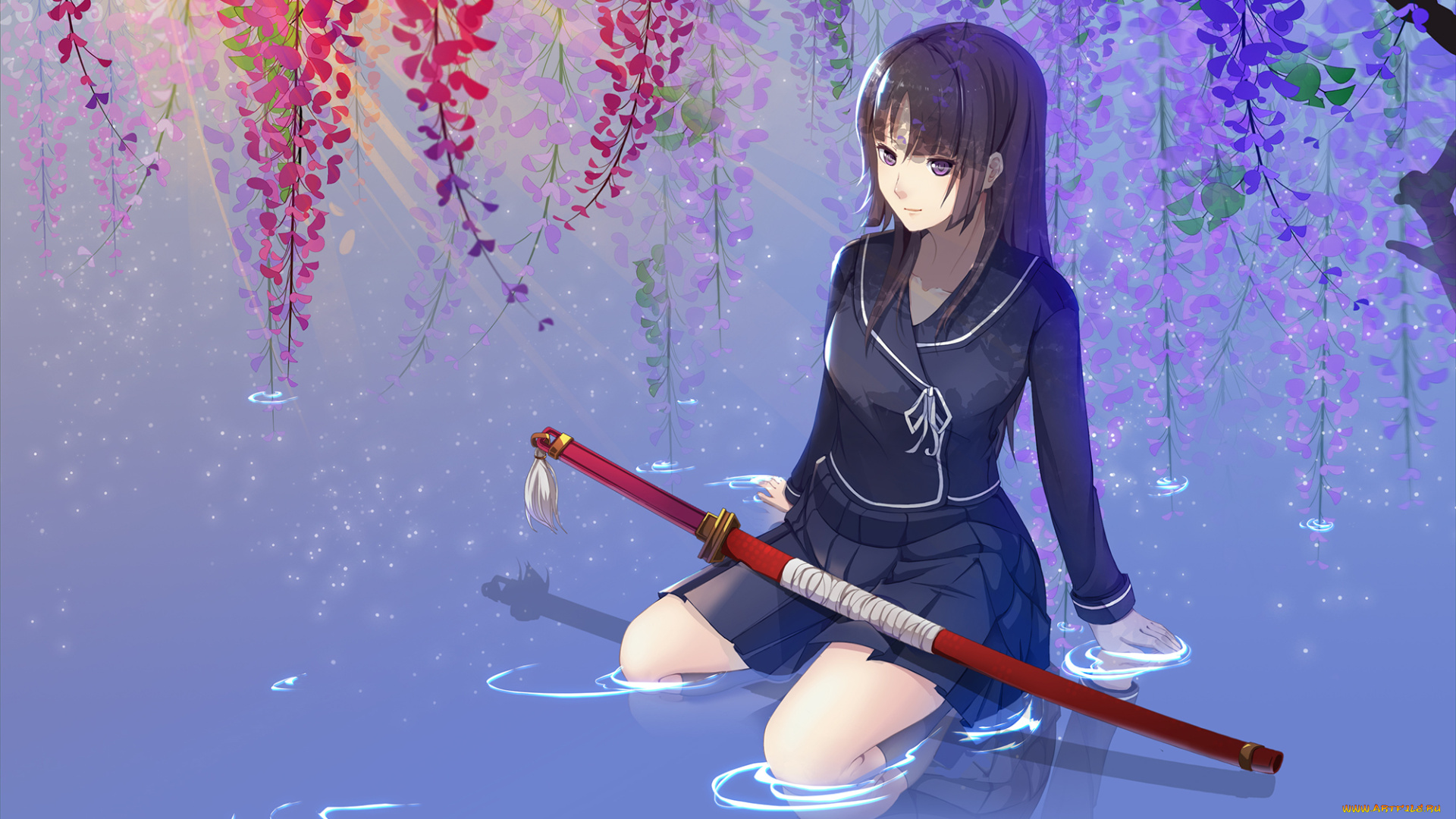 ga, rei, zero, аниме, фон, девушка, взгляд, оружие