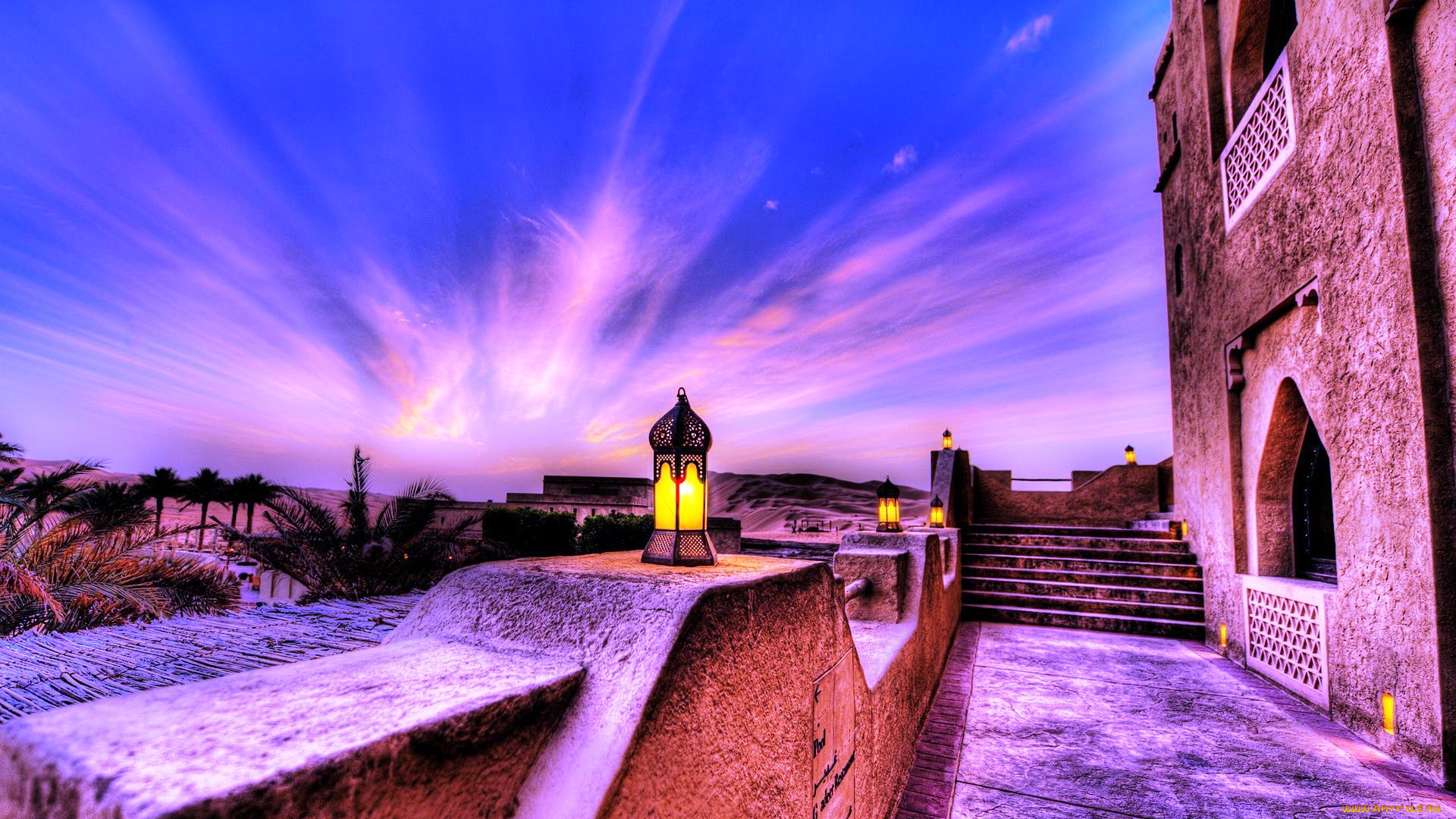 города, абу-даби, , оаэ, закат, отель, облако, небо, пальмы, крепость, фонари