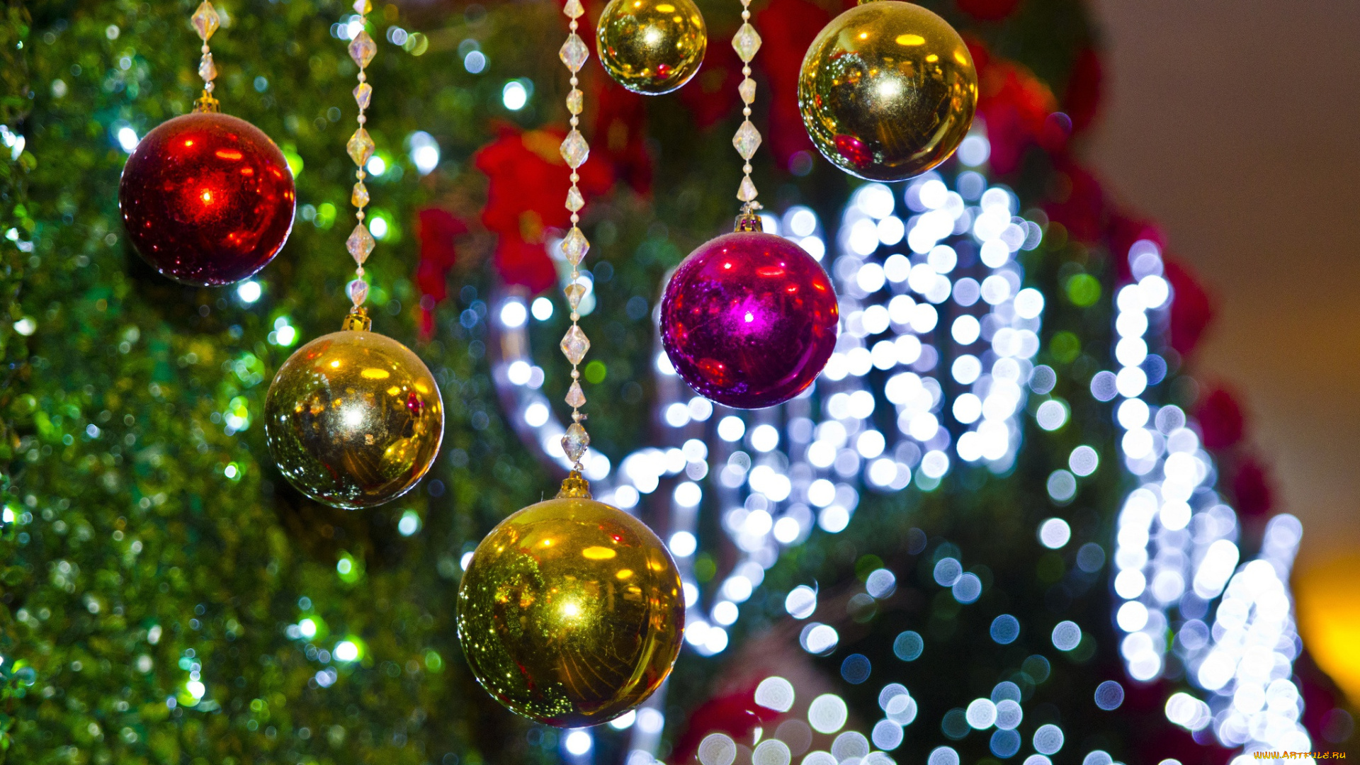 праздничные, шары, украшения, огни, боке, игрушки, шарики