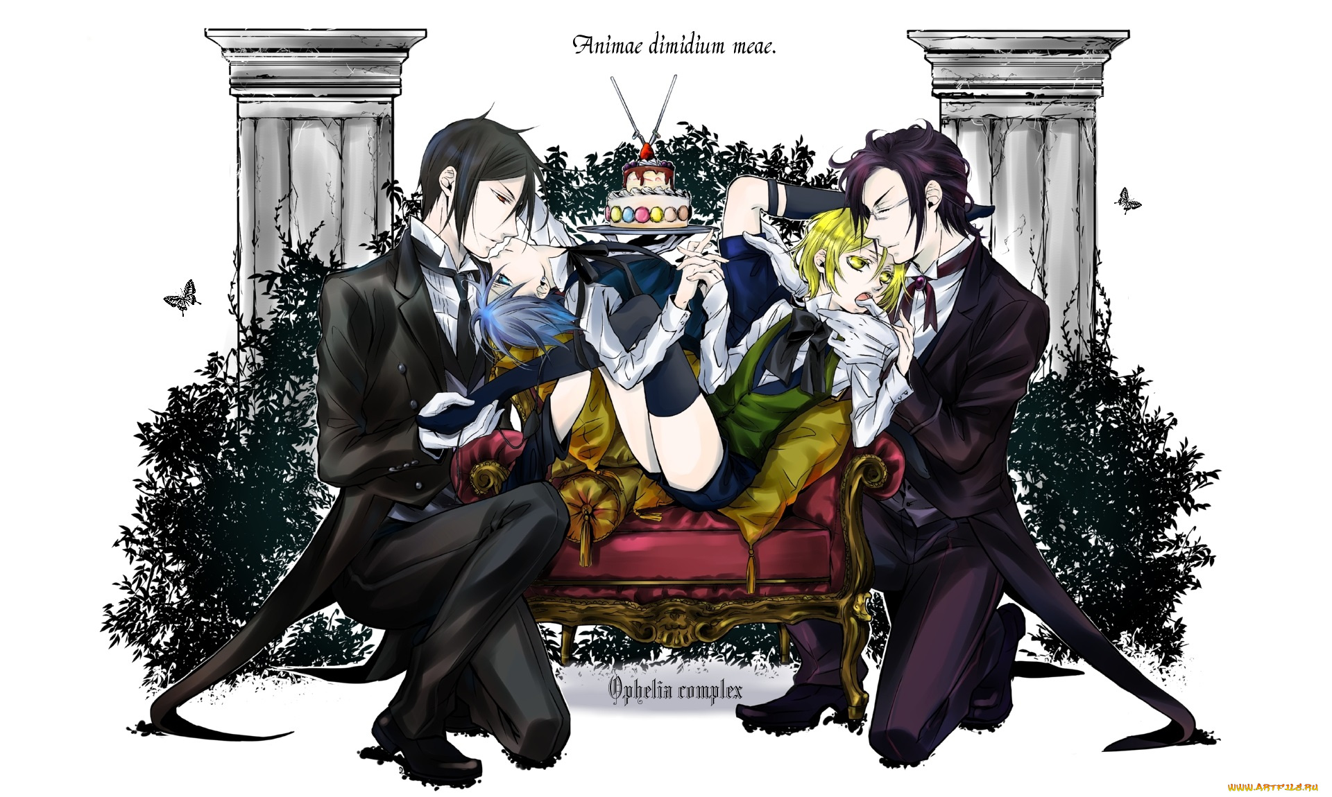 аниме, kuroshitsuji, себастьян, сиэль, алоис, клод