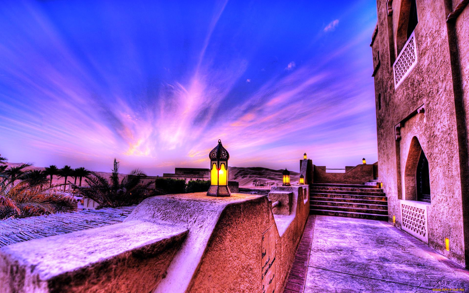 города, абу-даби, , оаэ, закат, отель, облако, небо, пальмы, крепость, фонари