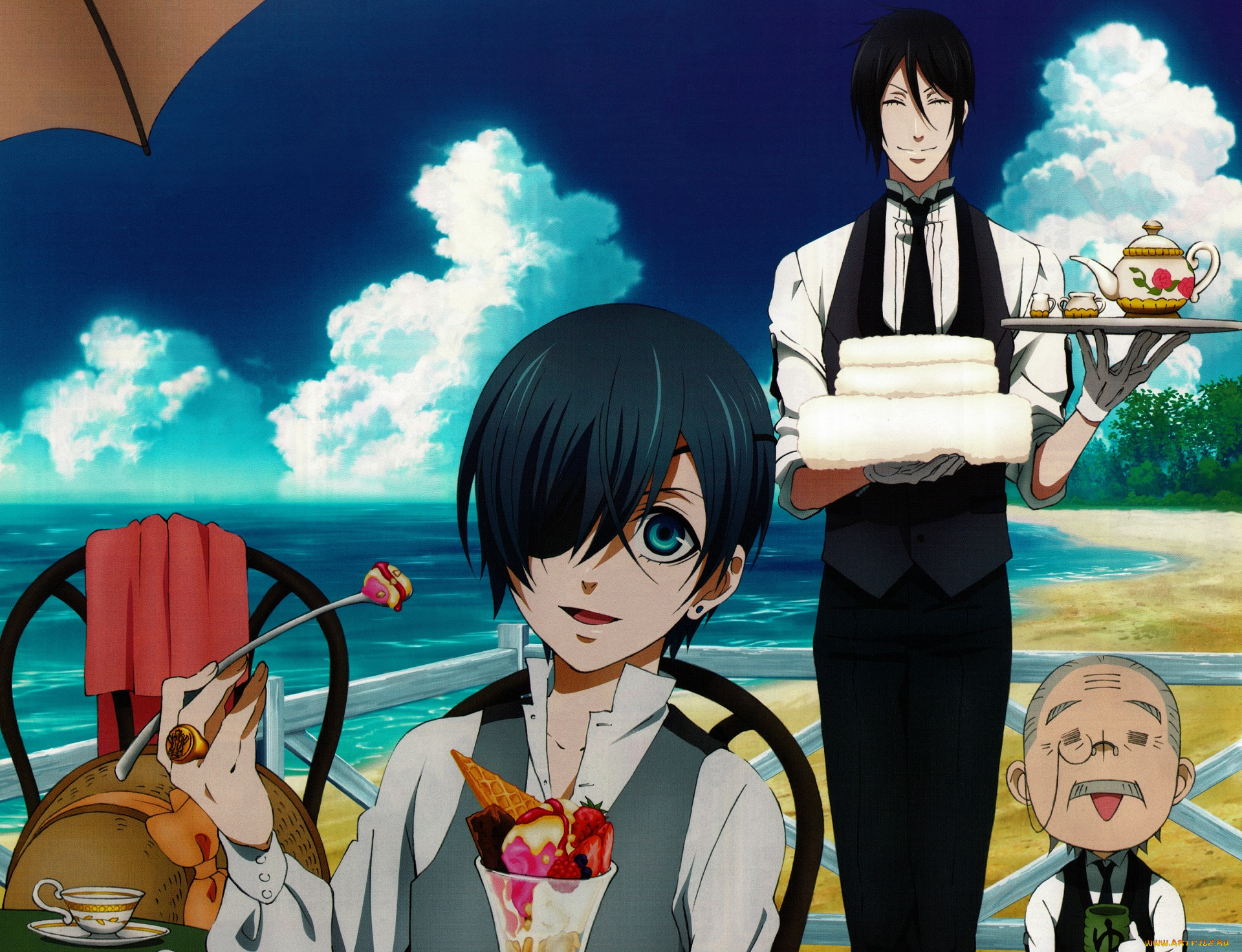 аниме, kuroshitsuji, себастьян, сиэль