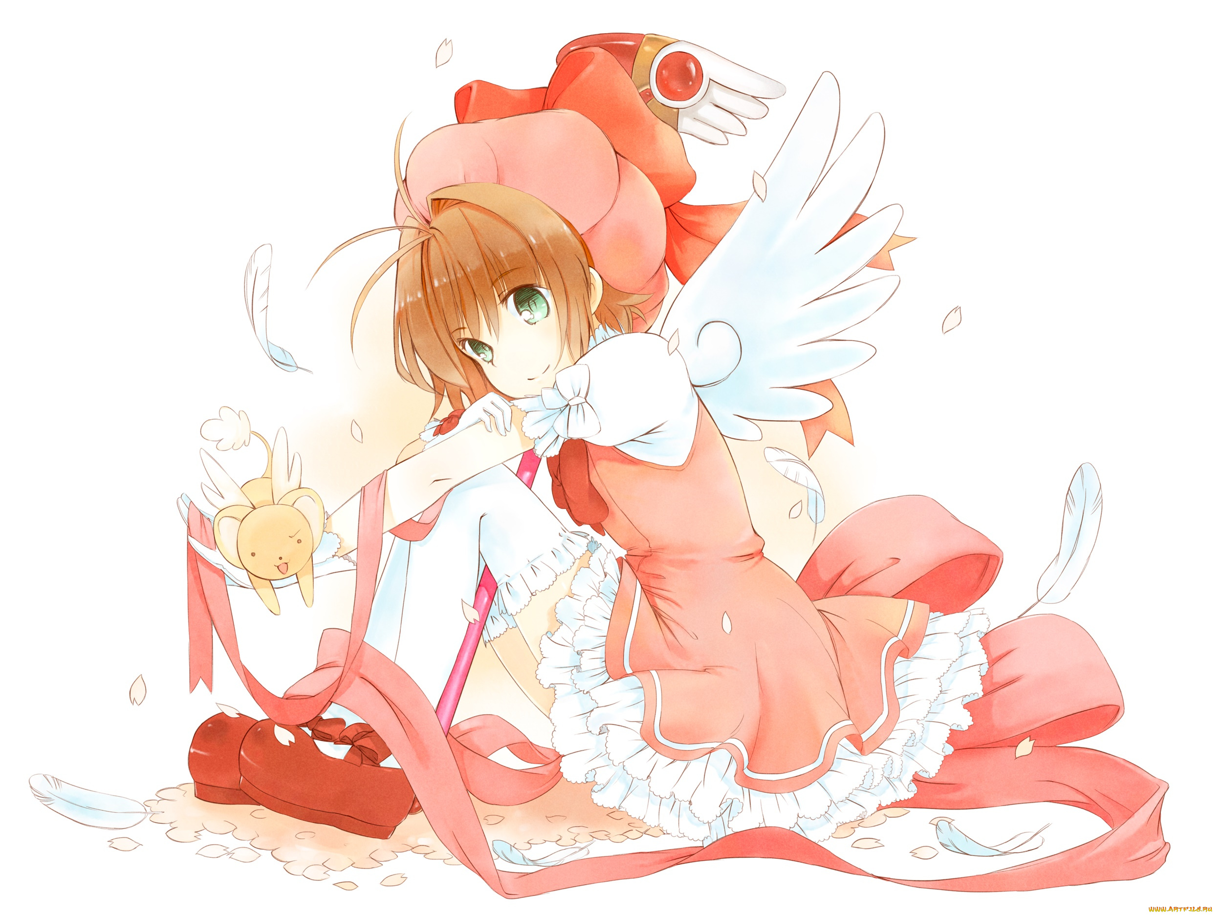 аниме, card, captor, sakura, девушка, фон, взгляд