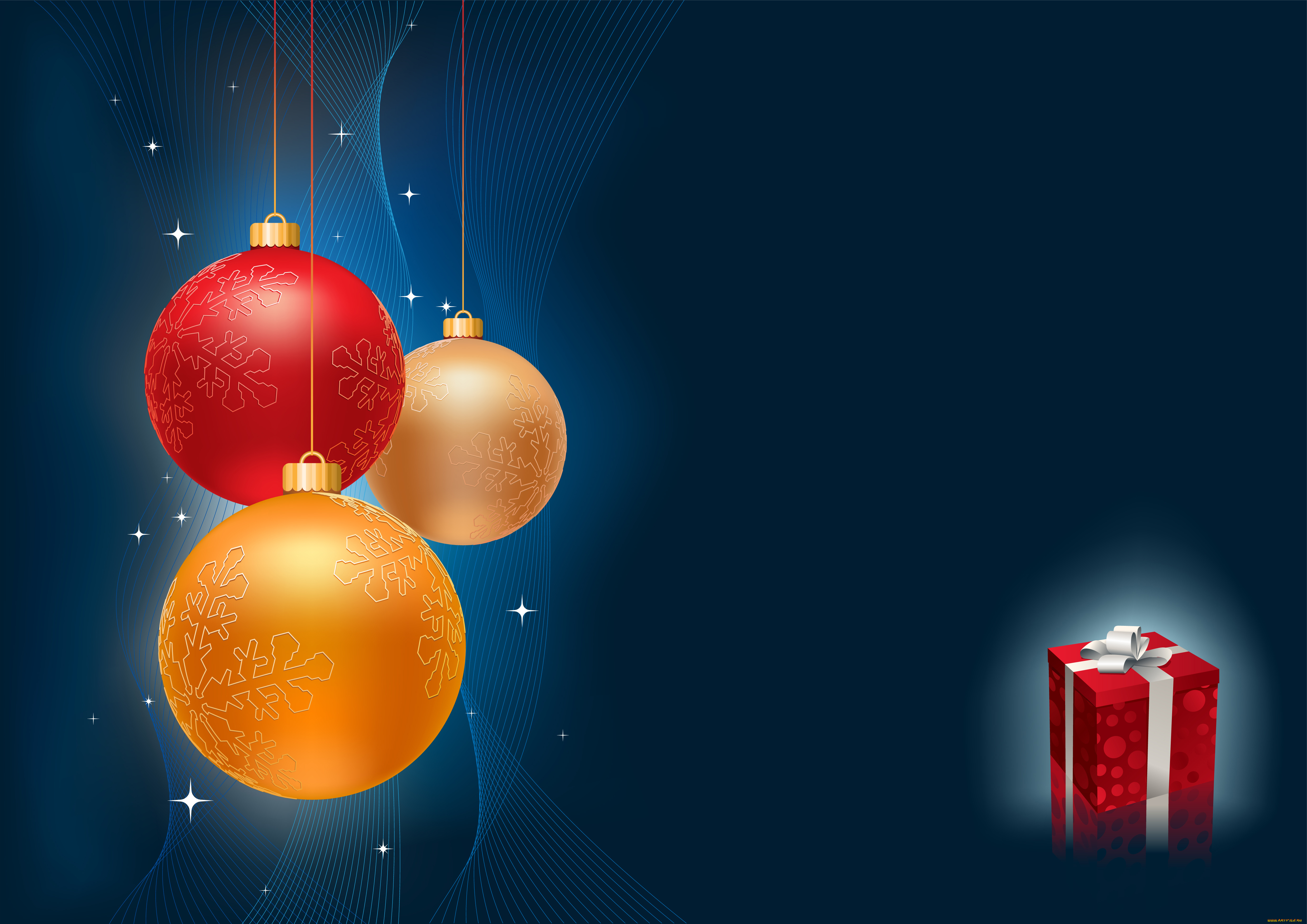 праздничные, векторная, графика, , новый, год, фон, шары
