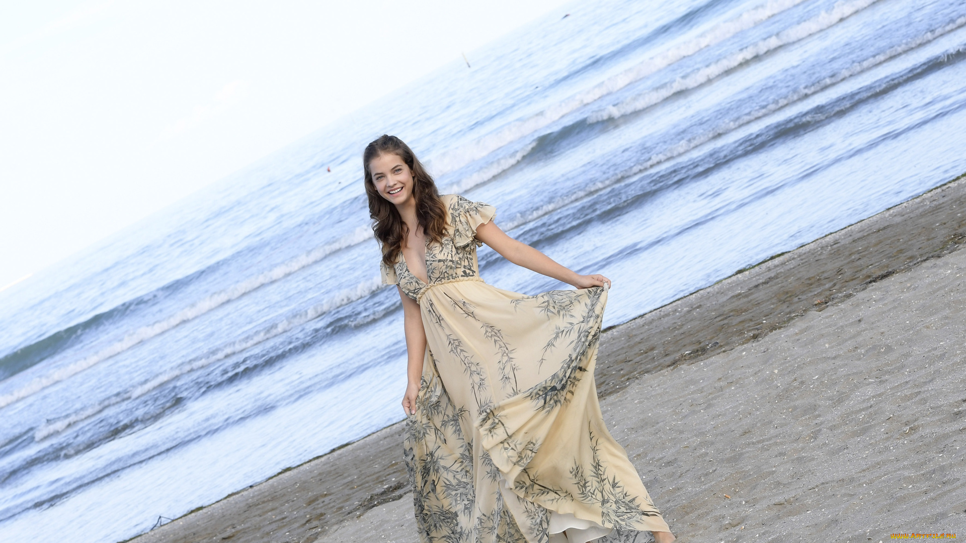 девушки, barbara, palvin, модель, пляж, улыбка, море