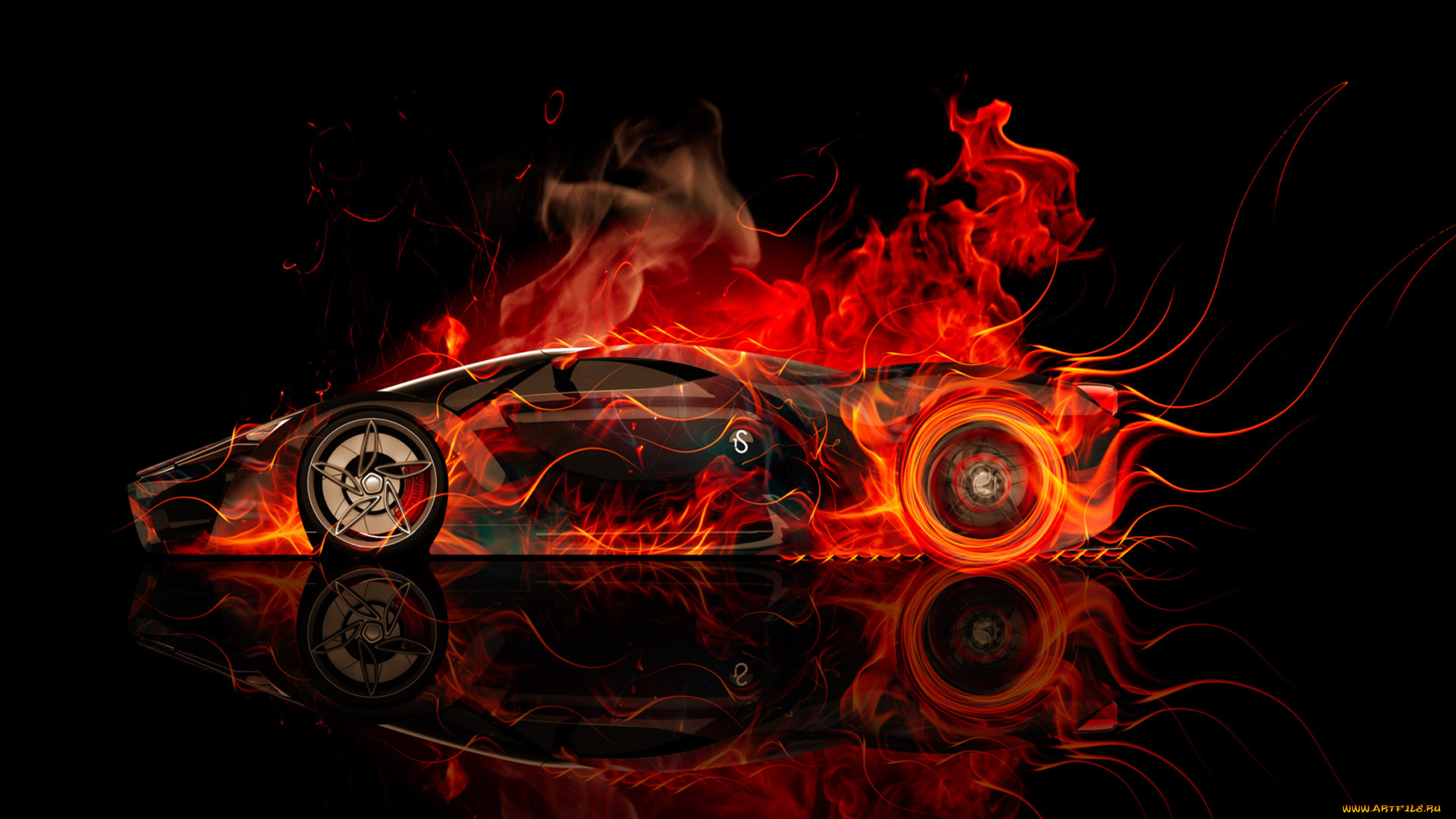 ferrari, f80, side, fire, abstract, car, 2014, автомобили, 3д, ferrari, f80, side, fire, abstract, car, 2014