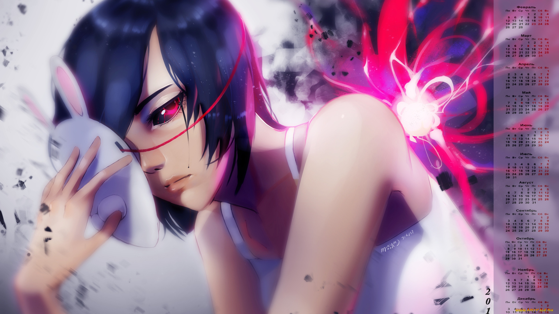 календари, аниме, 2018, девушка, маска
