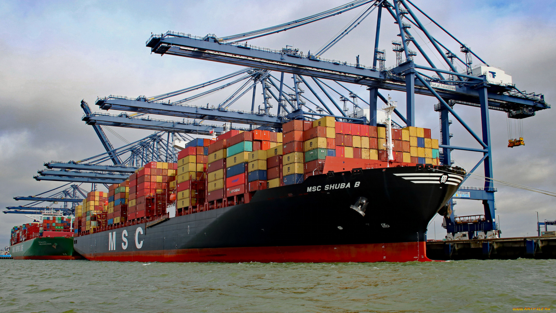 корабли, грузовые, суда, контейнеровоз