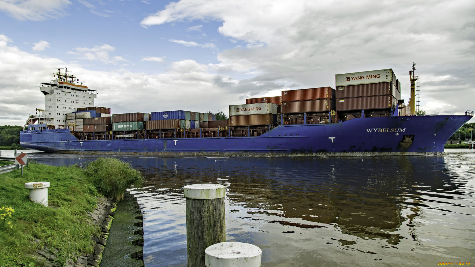 корабли, грузовые, суда, контейнеровоз