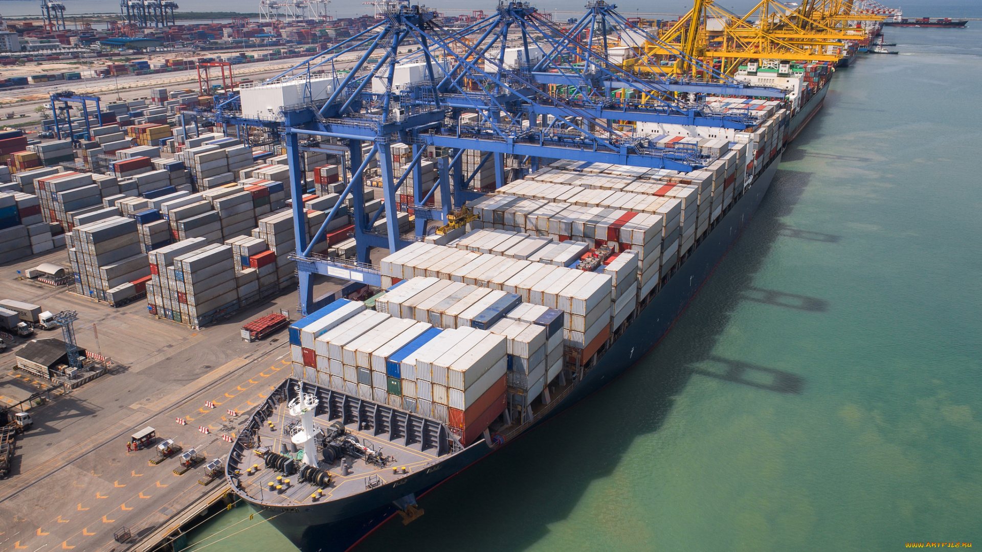корабли, грузовые, суда, контейнеровоз