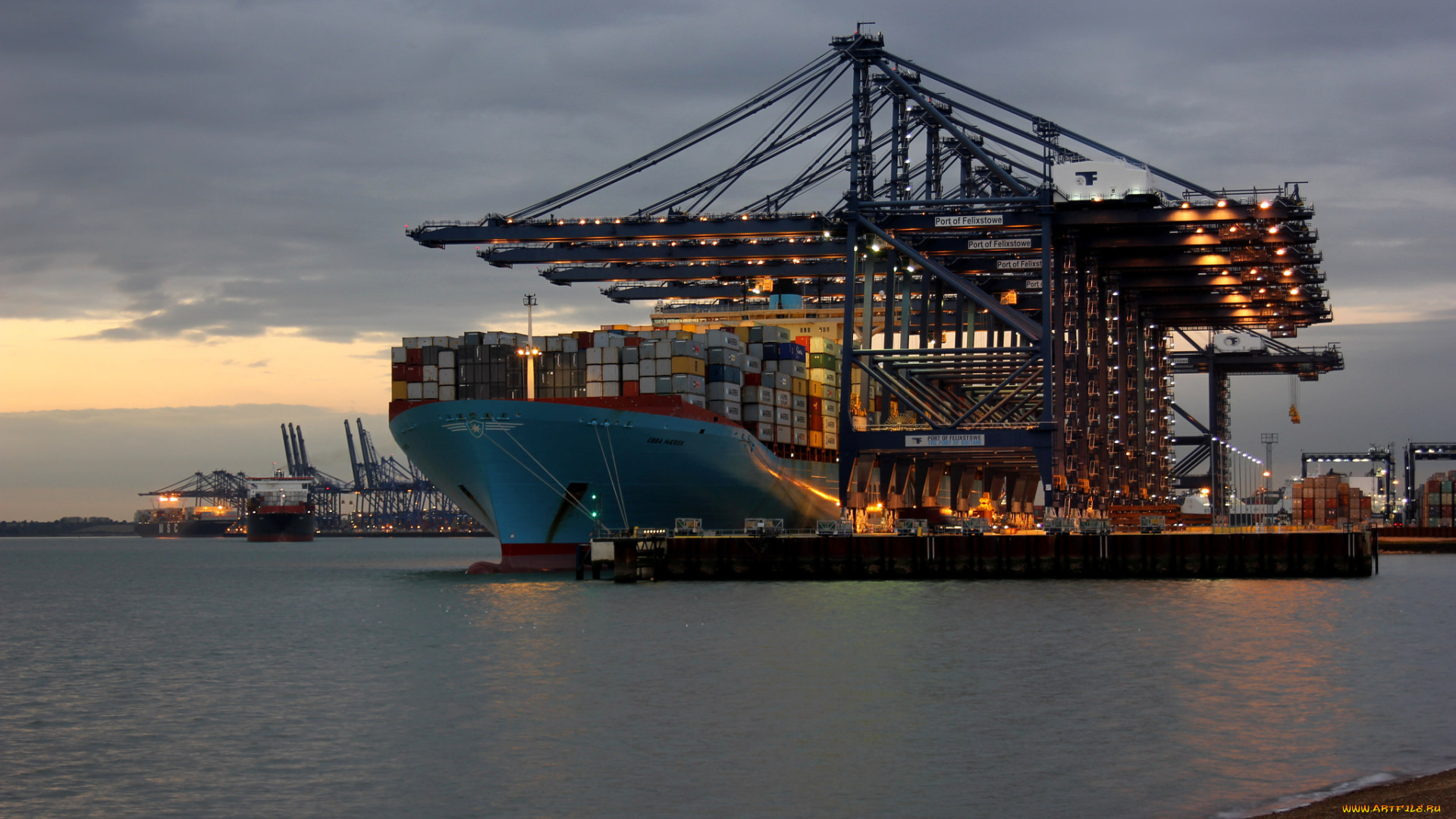 корабли, грузовые, суда, контейнеровоз