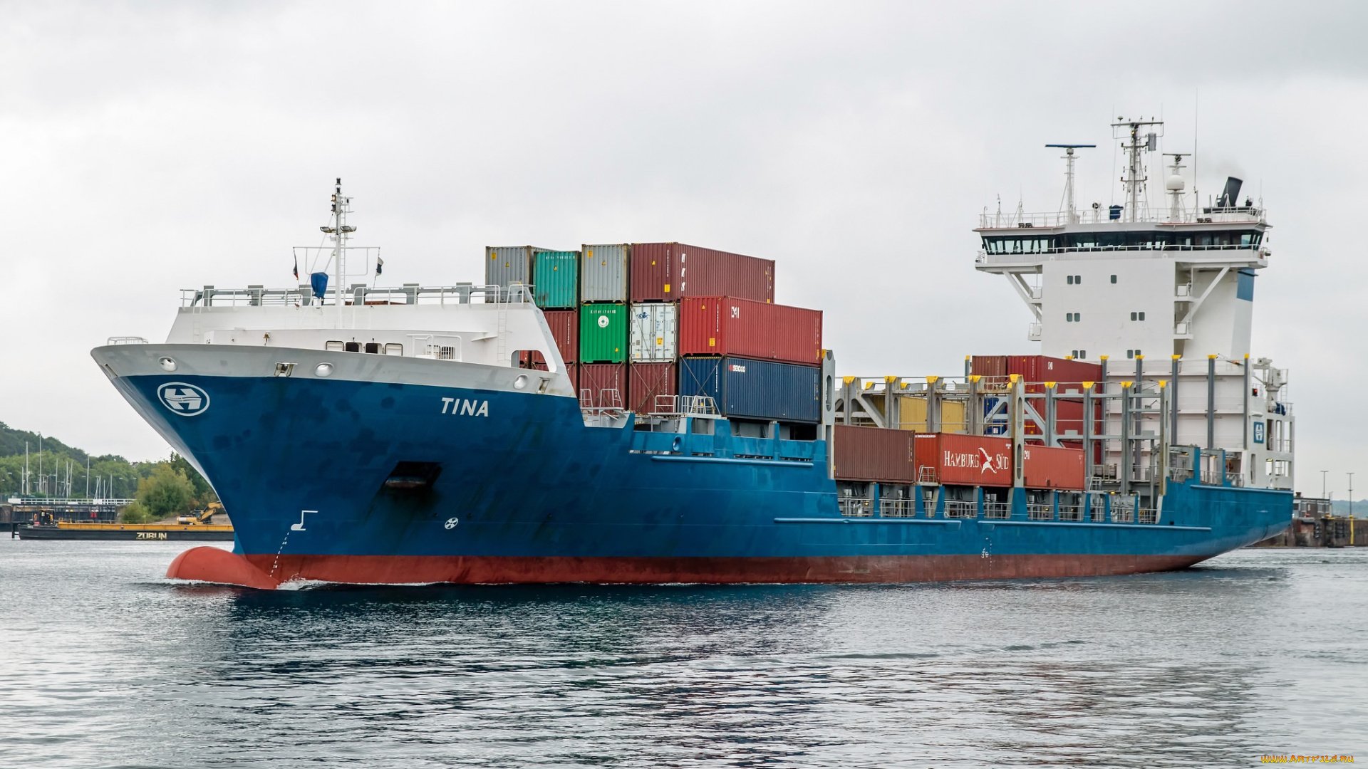 корабли, грузовые, суда, контейнеровоз
