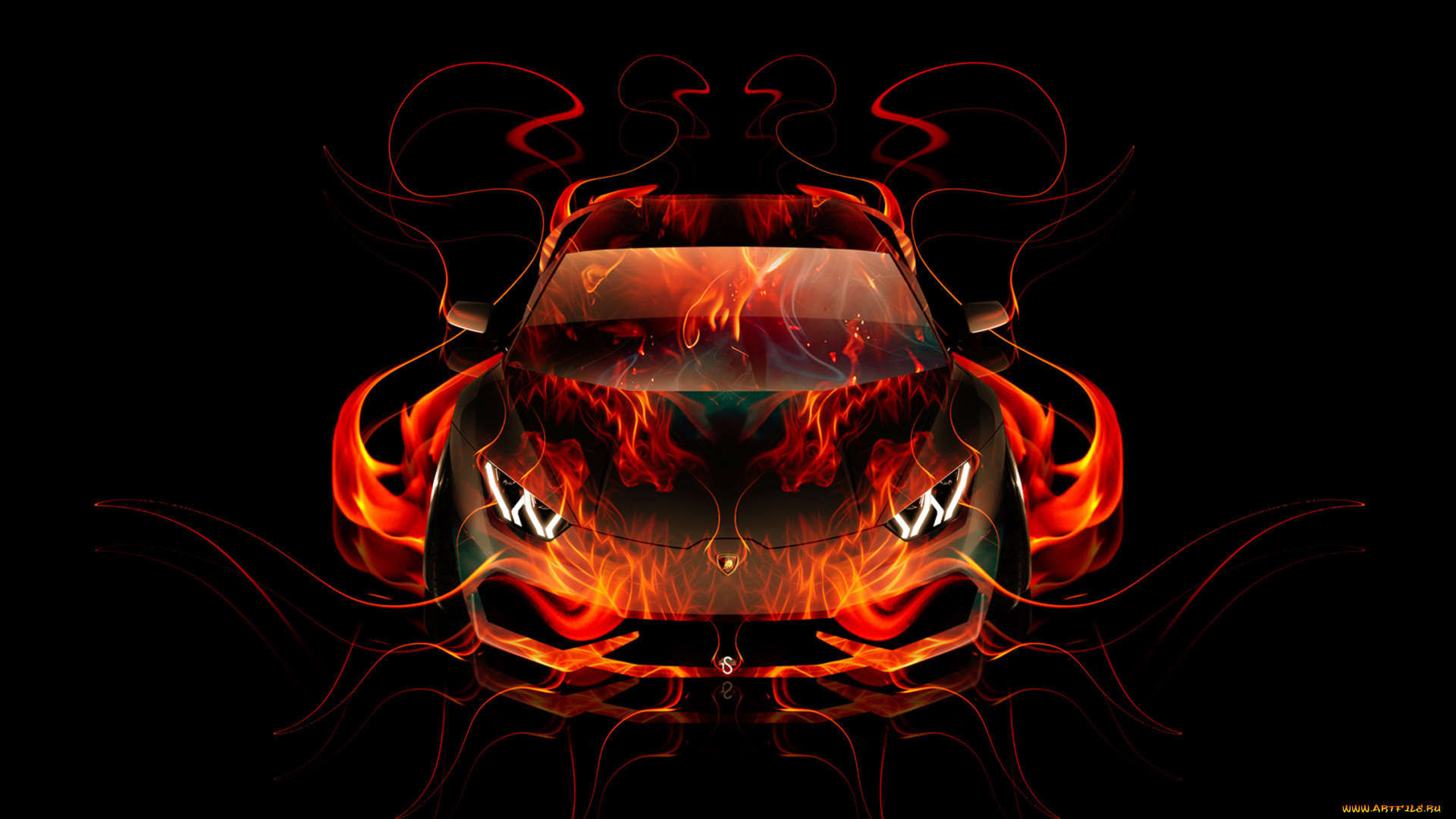 lamborghini, huracan, frontup, fire, abstract, car, 2014, автомобили, 3д, lamborghini, huracan, frontup, fire, abstract, car, 2014