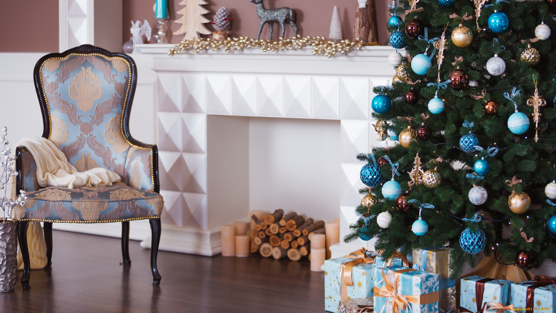 праздничные, новогодний, очаг, decoration, украшения