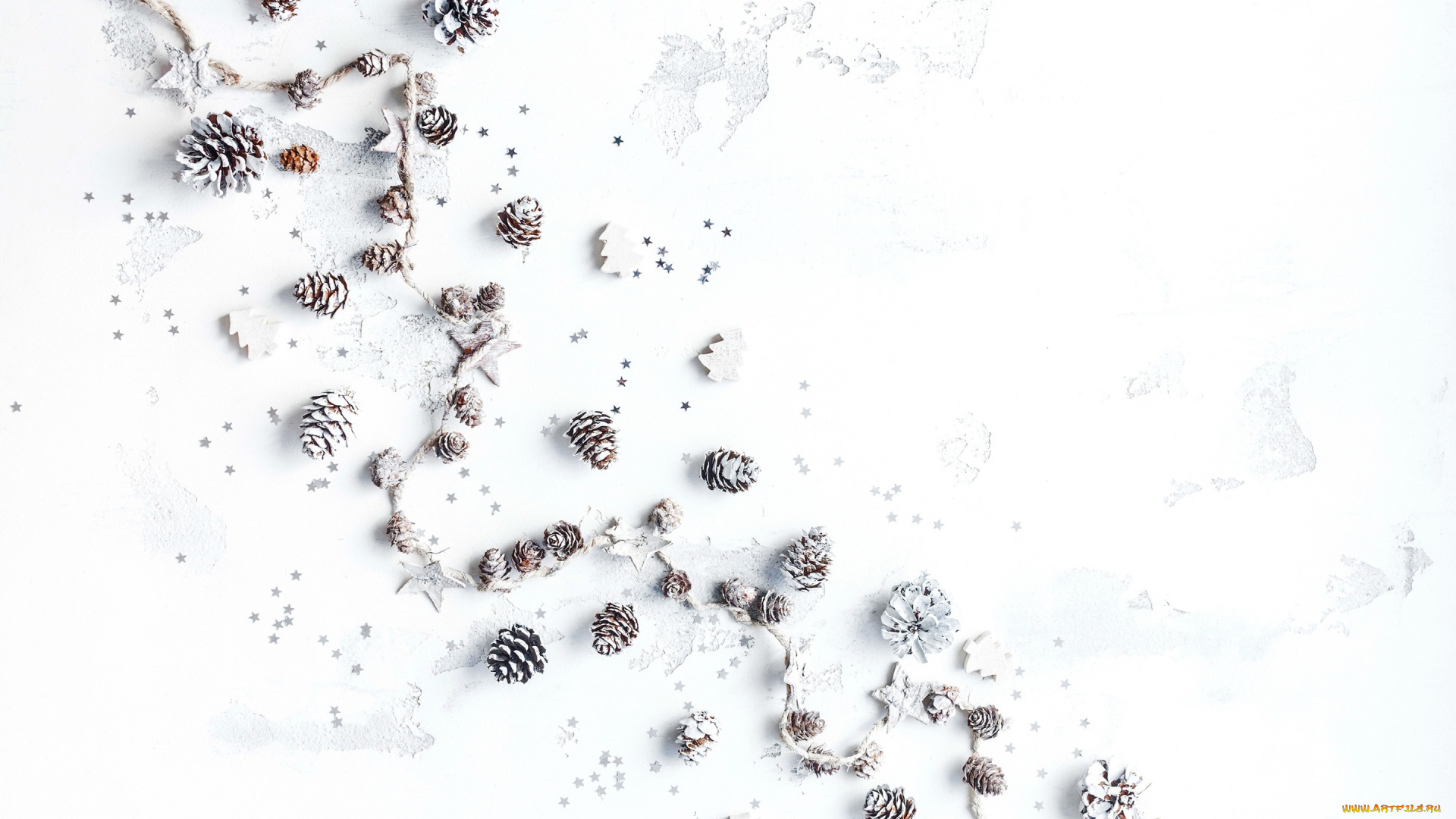 праздничные, украшения, silver, decoration, christmas, white, gift, рождество, шишки, merry, новый, год, xmas