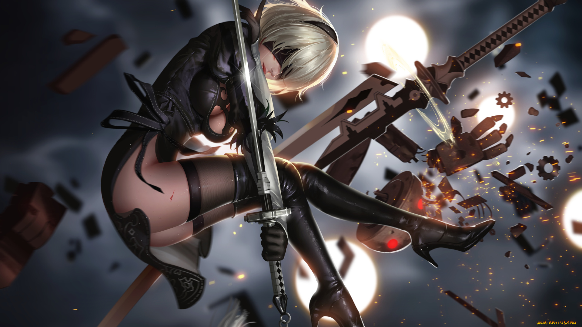 видео, игры, nier, , automata, девушка