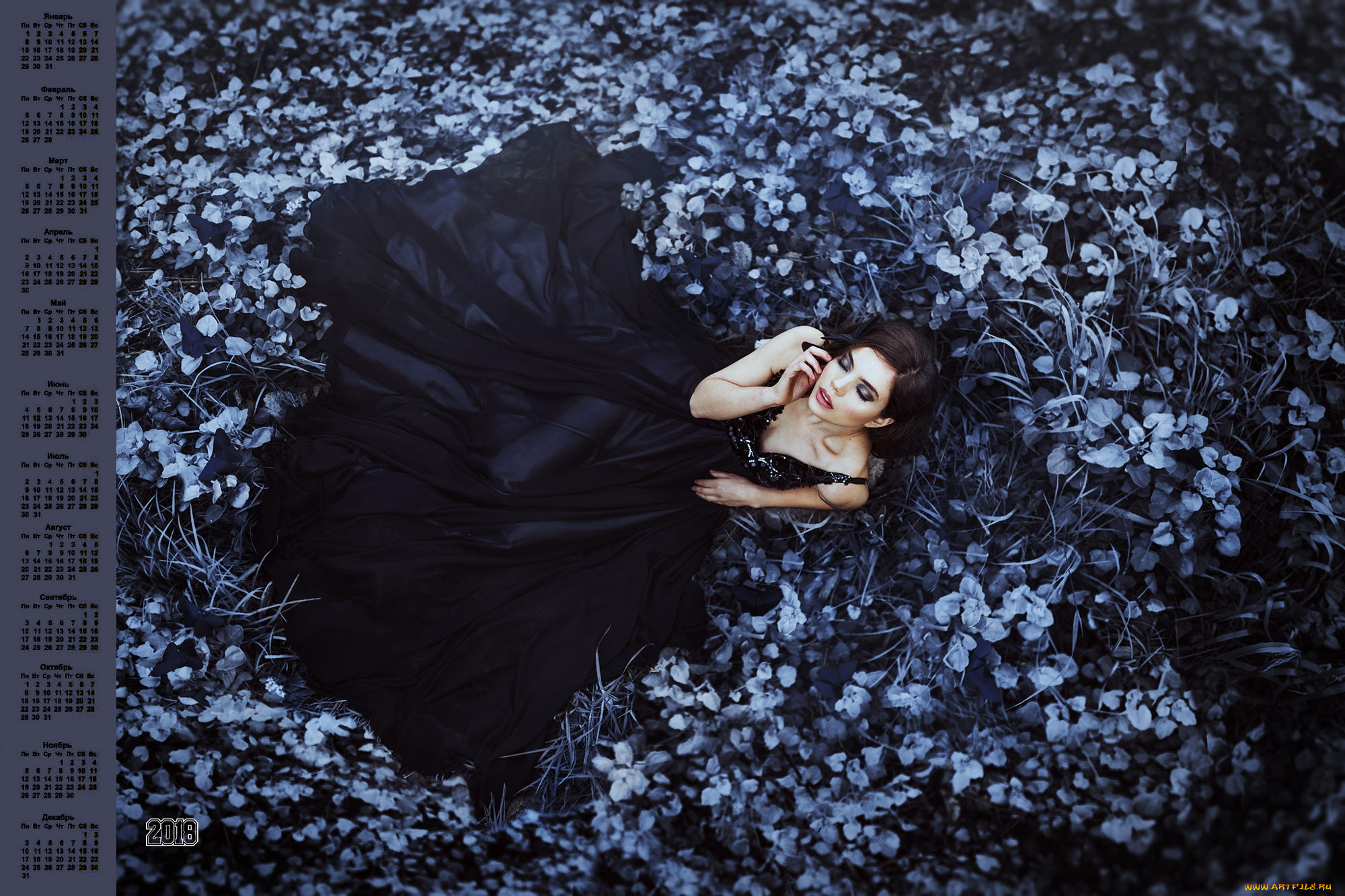 календари, девушки, 2018, растения
