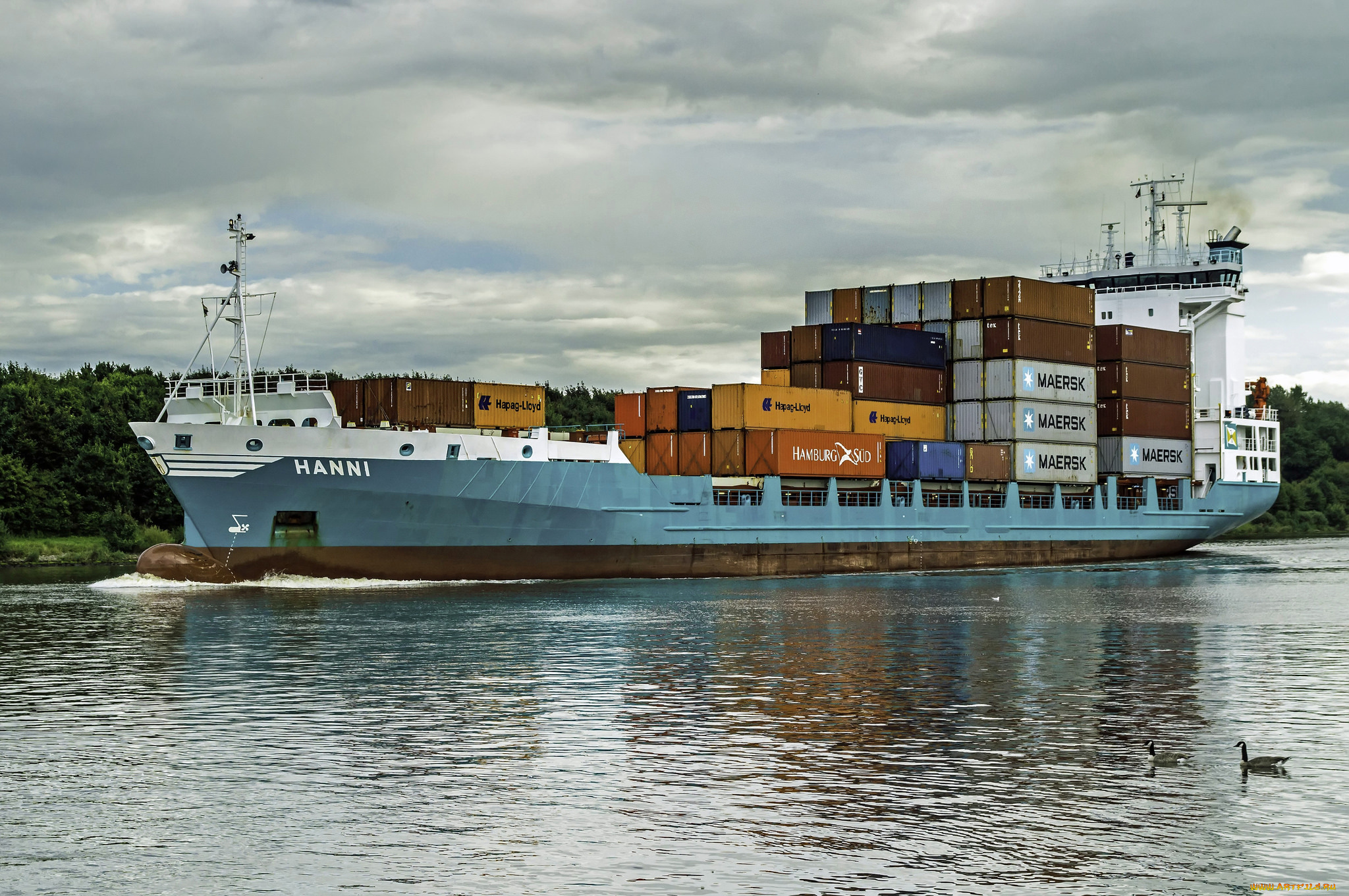 корабли, грузовые, суда, контейнеровоз