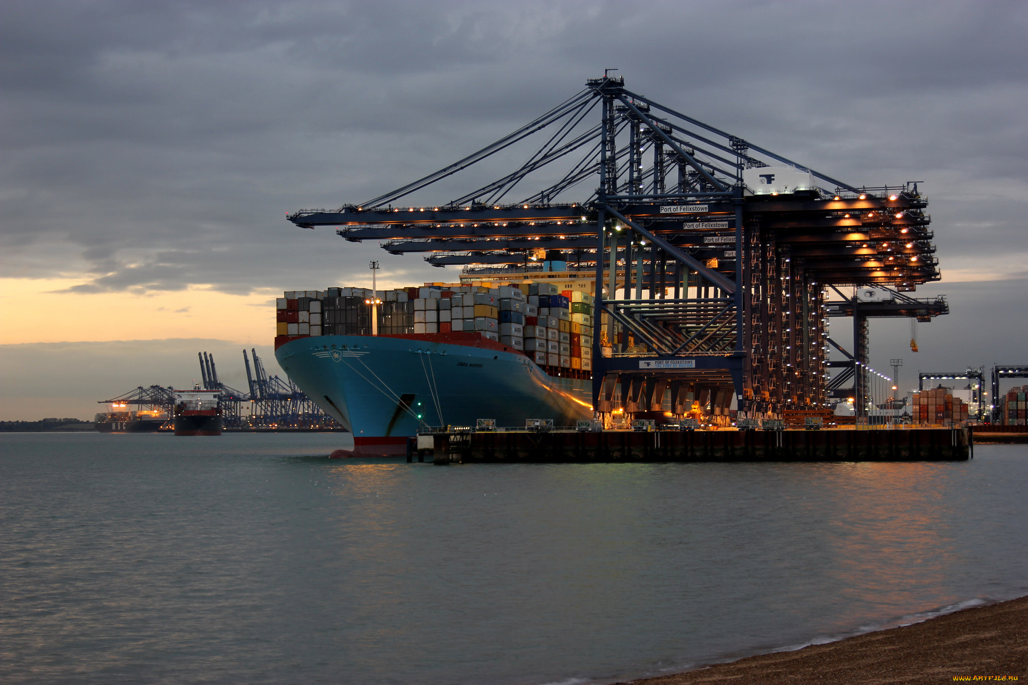 корабли, грузовые, суда, контейнеровоз